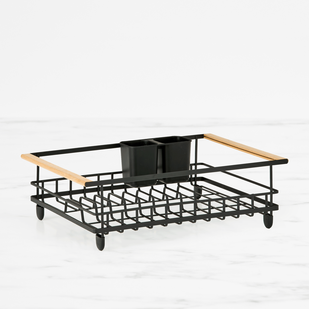 Kitchen Pro Tidy Dish Rack with Wooden Handle Black Image 2