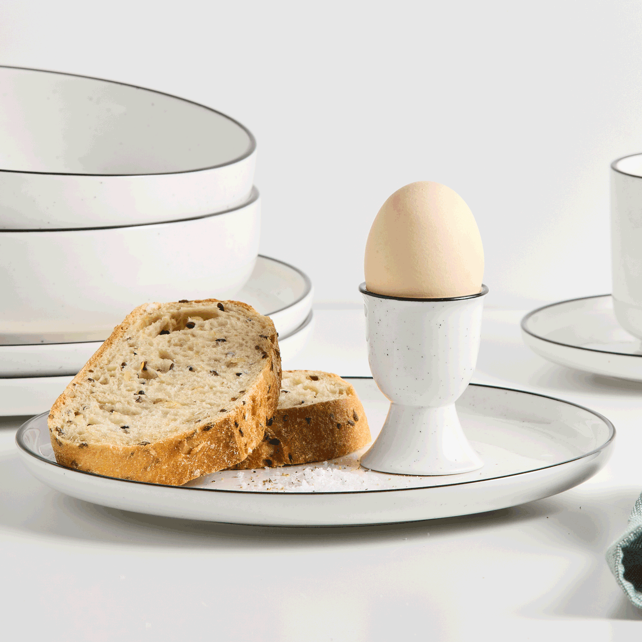 Salisbury & Co Mona Egg Cup White with Black Speckle Image 6
