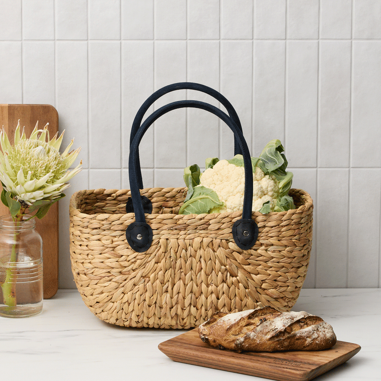 Salisbury & Co Province Carry Basket with Suede Handle Large Charcoal Image 2