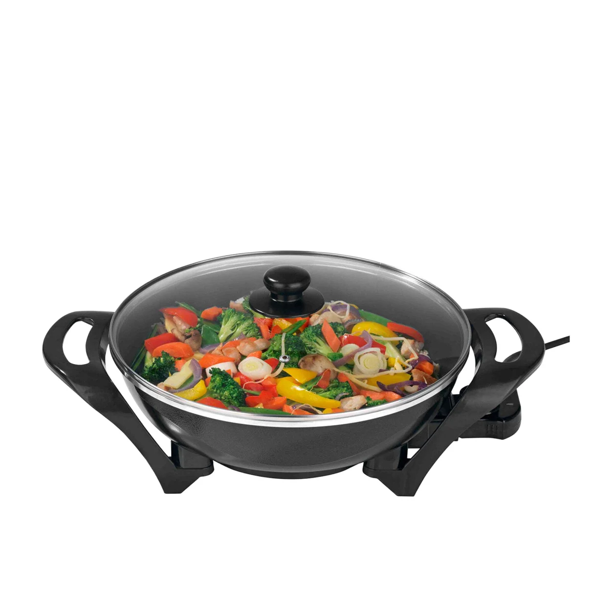 Healthy Choice Non Stick Electric Wok 33cm Black Image 1