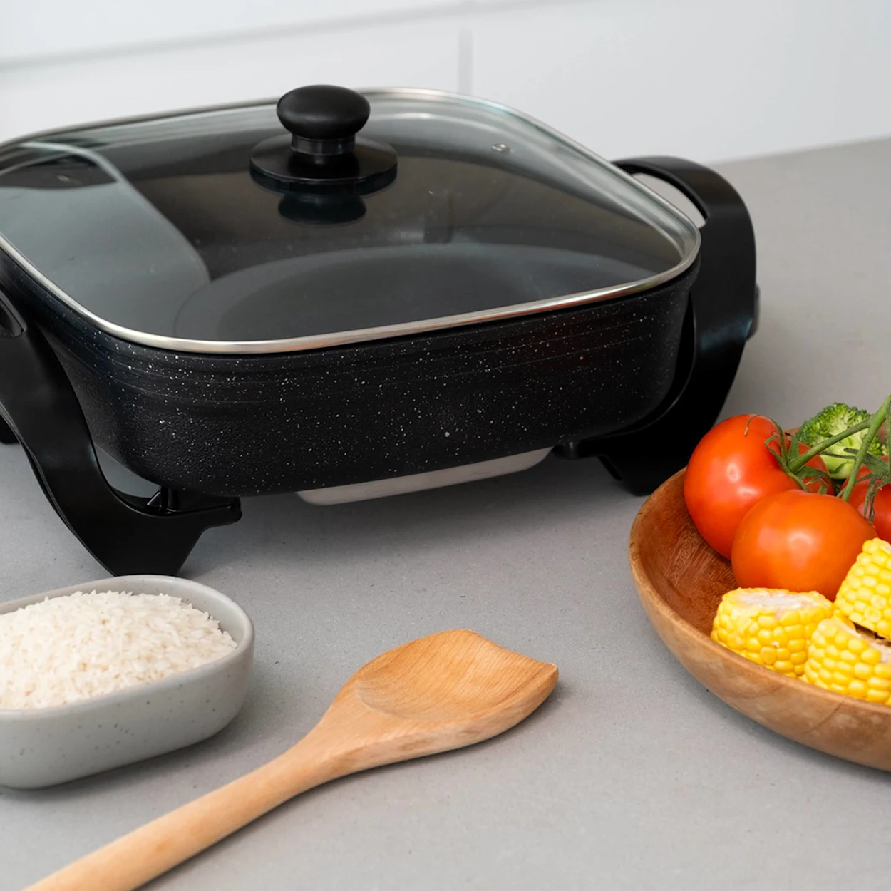 Healthy Choice Stone Coat Electric Frypan 30cm Black Image 3