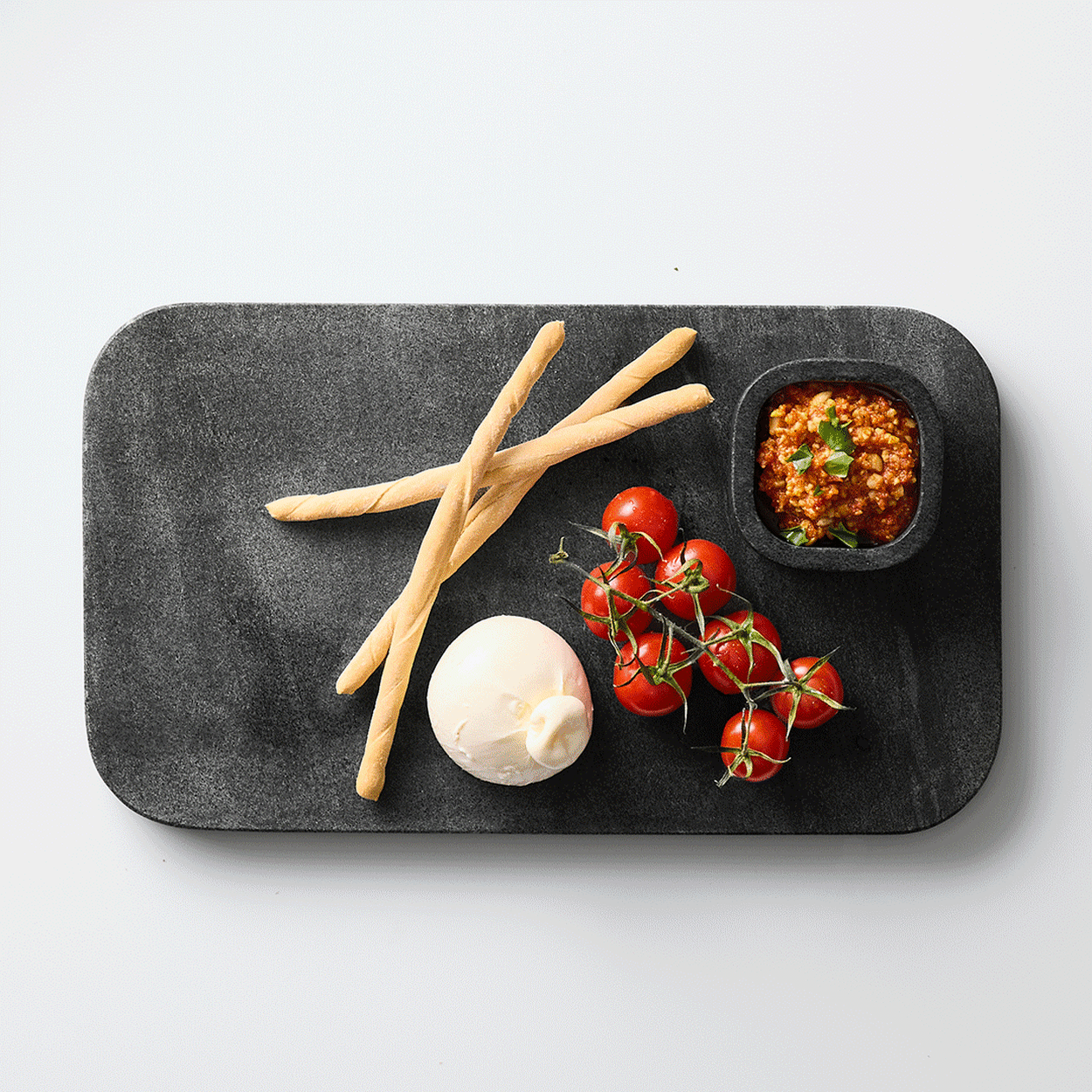 Salisbury & Co Corsica Rectangular Marble Board with Small Dip Bowl Set 2pc Black Image 6
