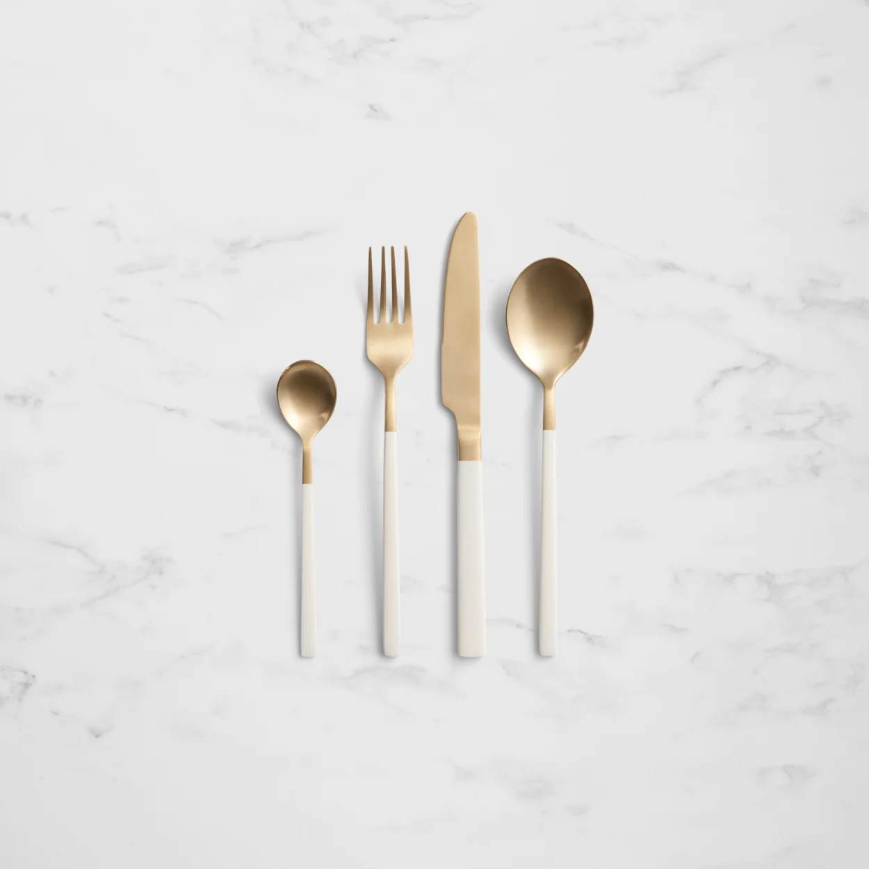 Salisbury & Co Milan Cutlery Set 16pc Gold White Image 1