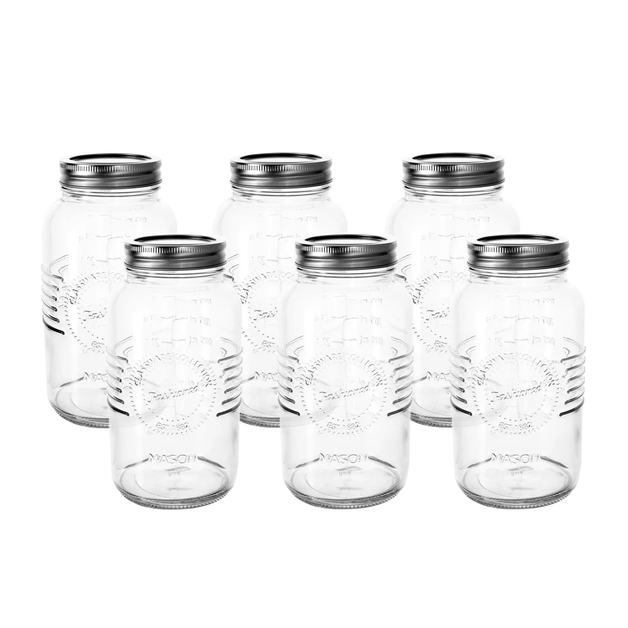 Salisbury & Co Old Fashioned Mason Jar with 2pc Lid 1L Set of 6 Image 1
