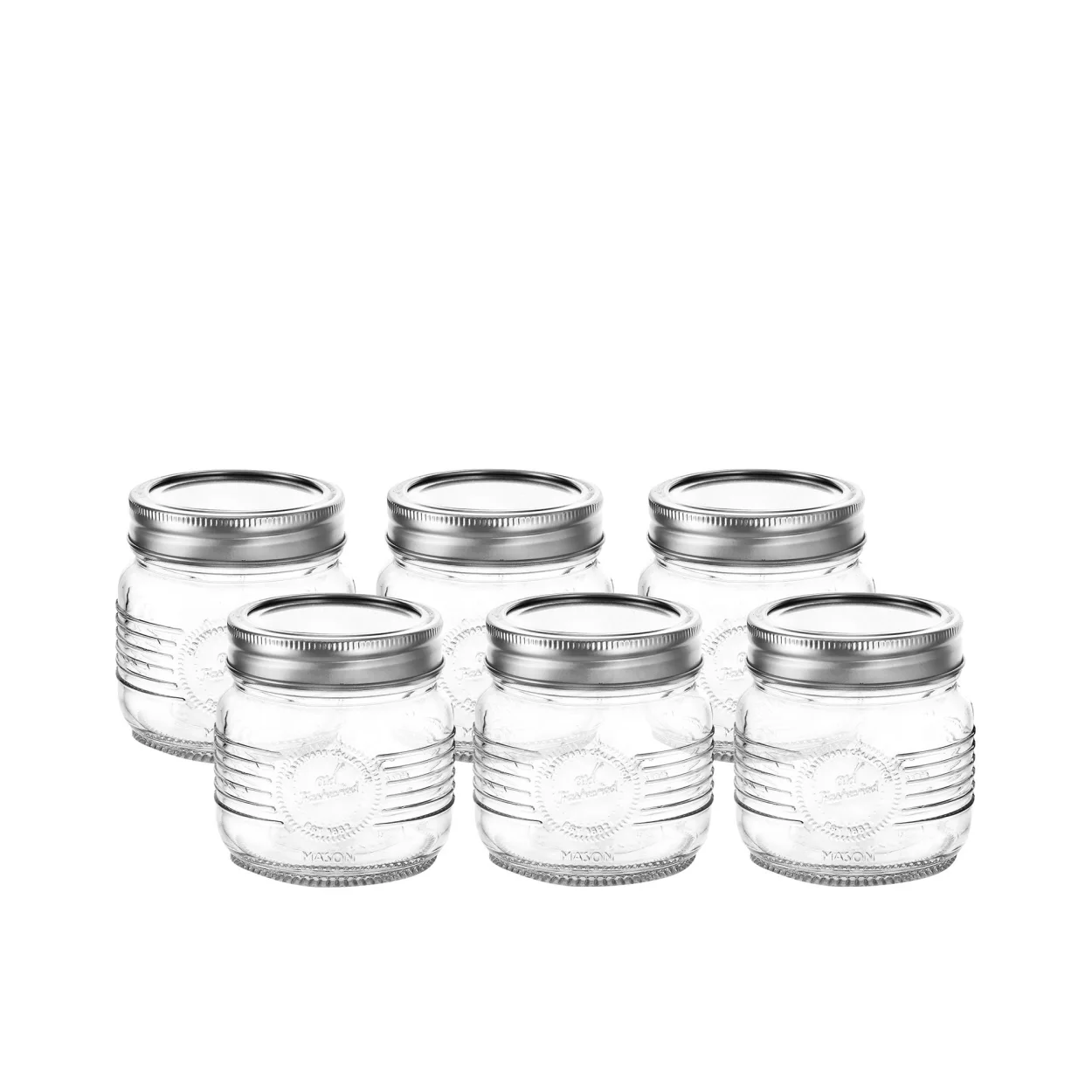 Salisbury & Co Old Fashioned Mason Jar with 2pc Lid 250ml Set of 6 Image 1