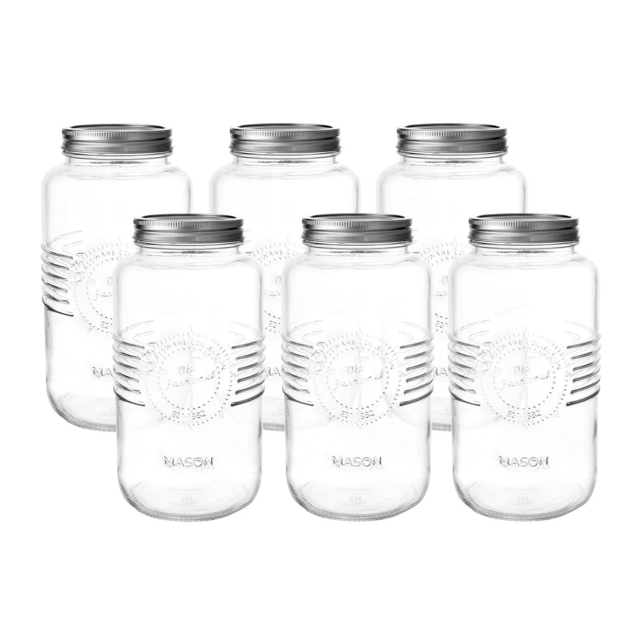 Salisbury & Co Old Fashioned Mason Jar with 2pc Lid 2L Set of 6 Image 1