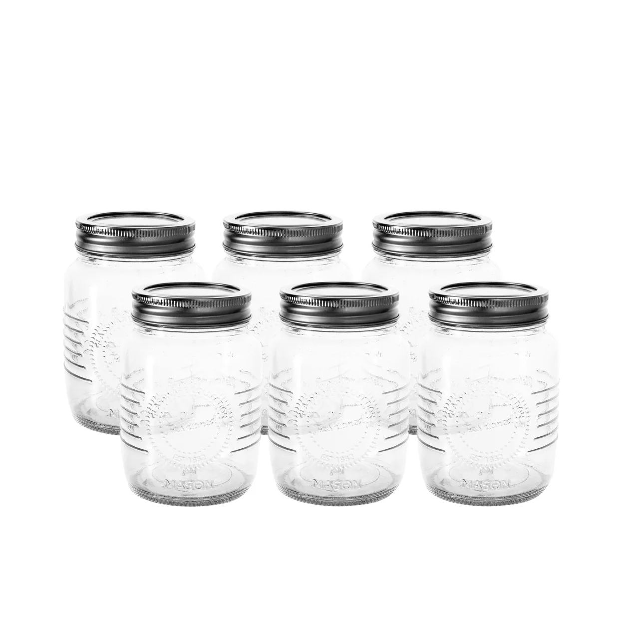 Salisbury & Co Old Fashioned Mason Jar with 2pc Lid 500ml Set of 6 Image 1