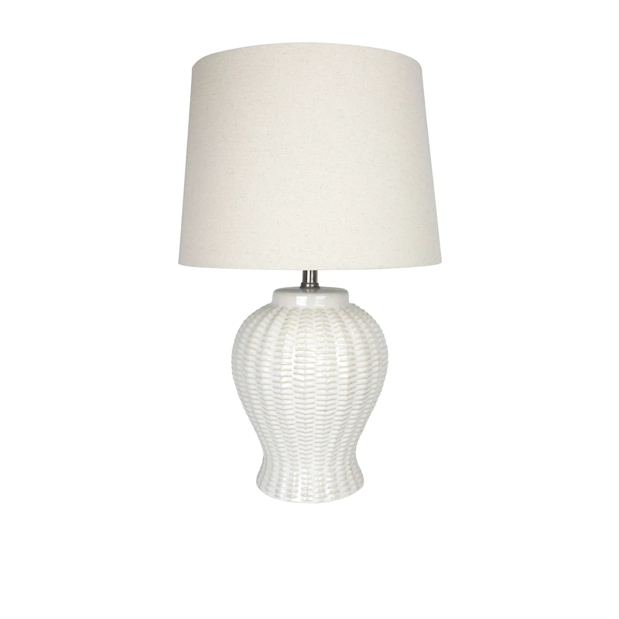 Coast Collection Ceramic Basketweave Lamp White Image 1