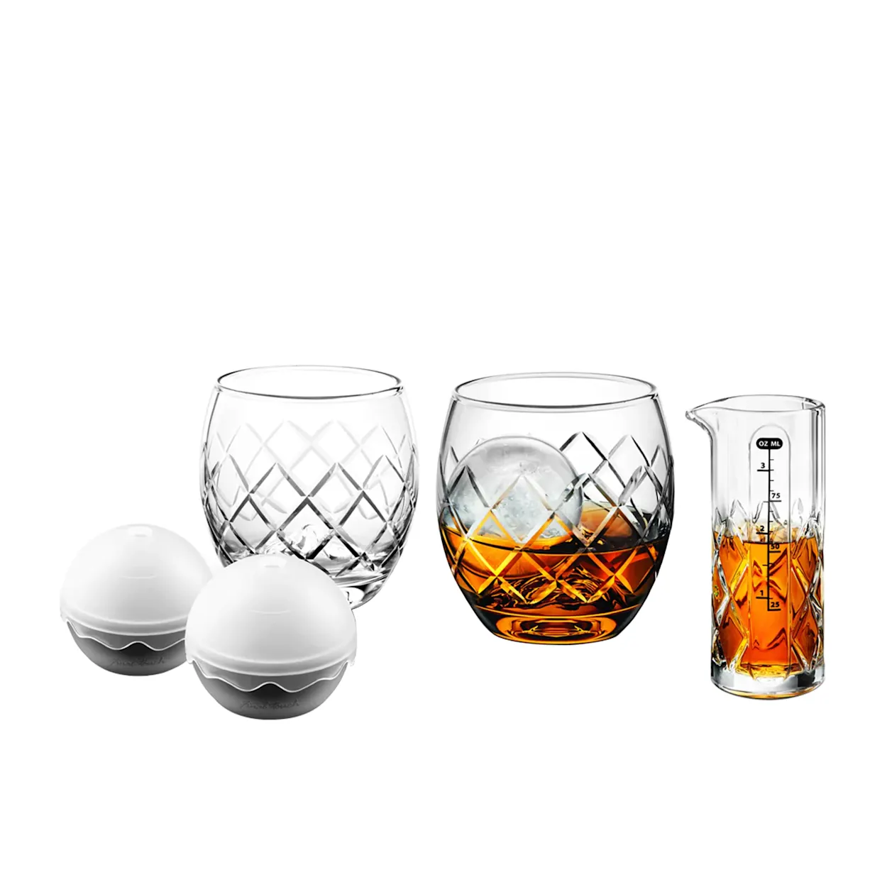 Final Touch Hand Cut On The Rocks Glass Set 5pc Image 1