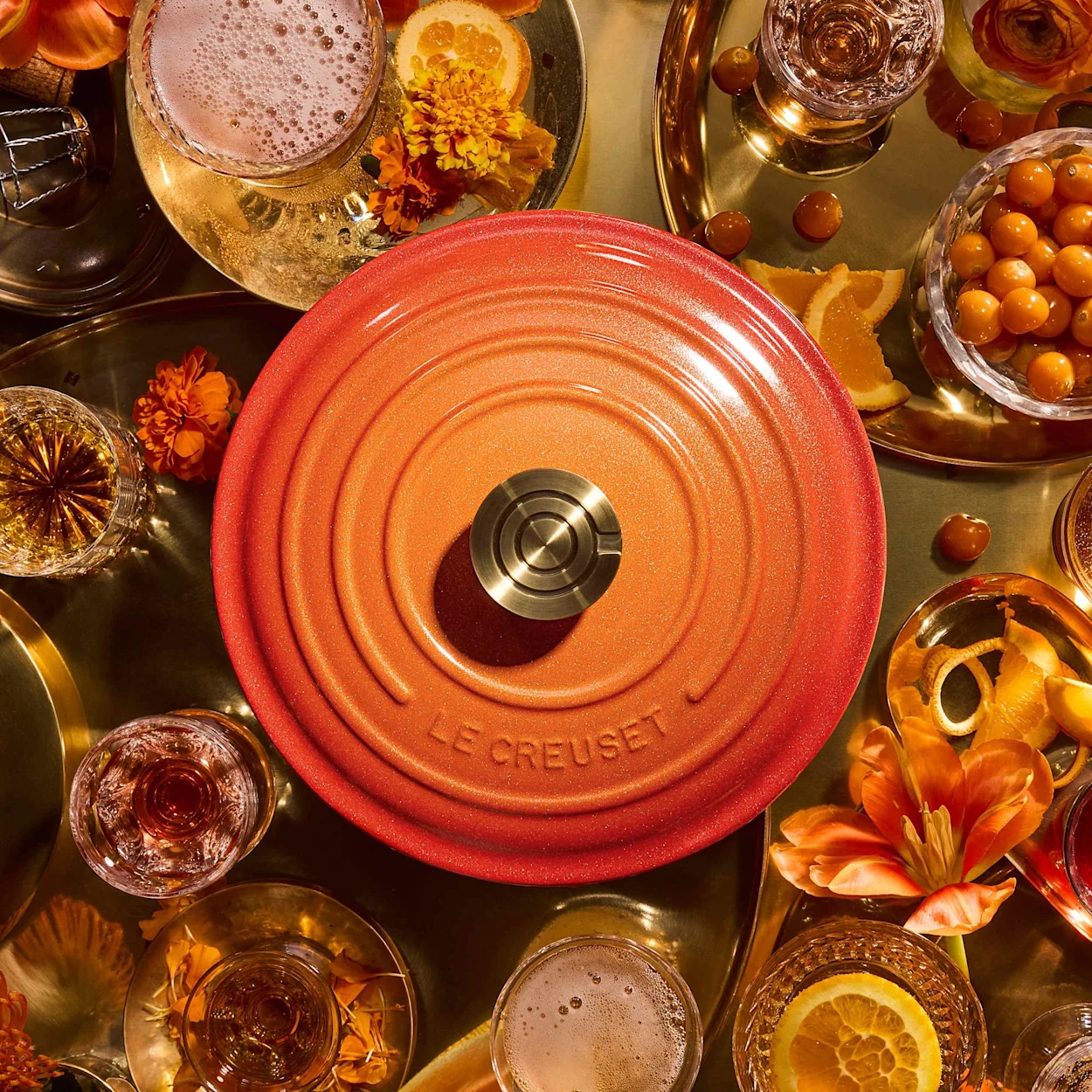 Le Creuset Signature Cast Iron Round Casserole 28cm 6 7L Flamme Doree Image 3