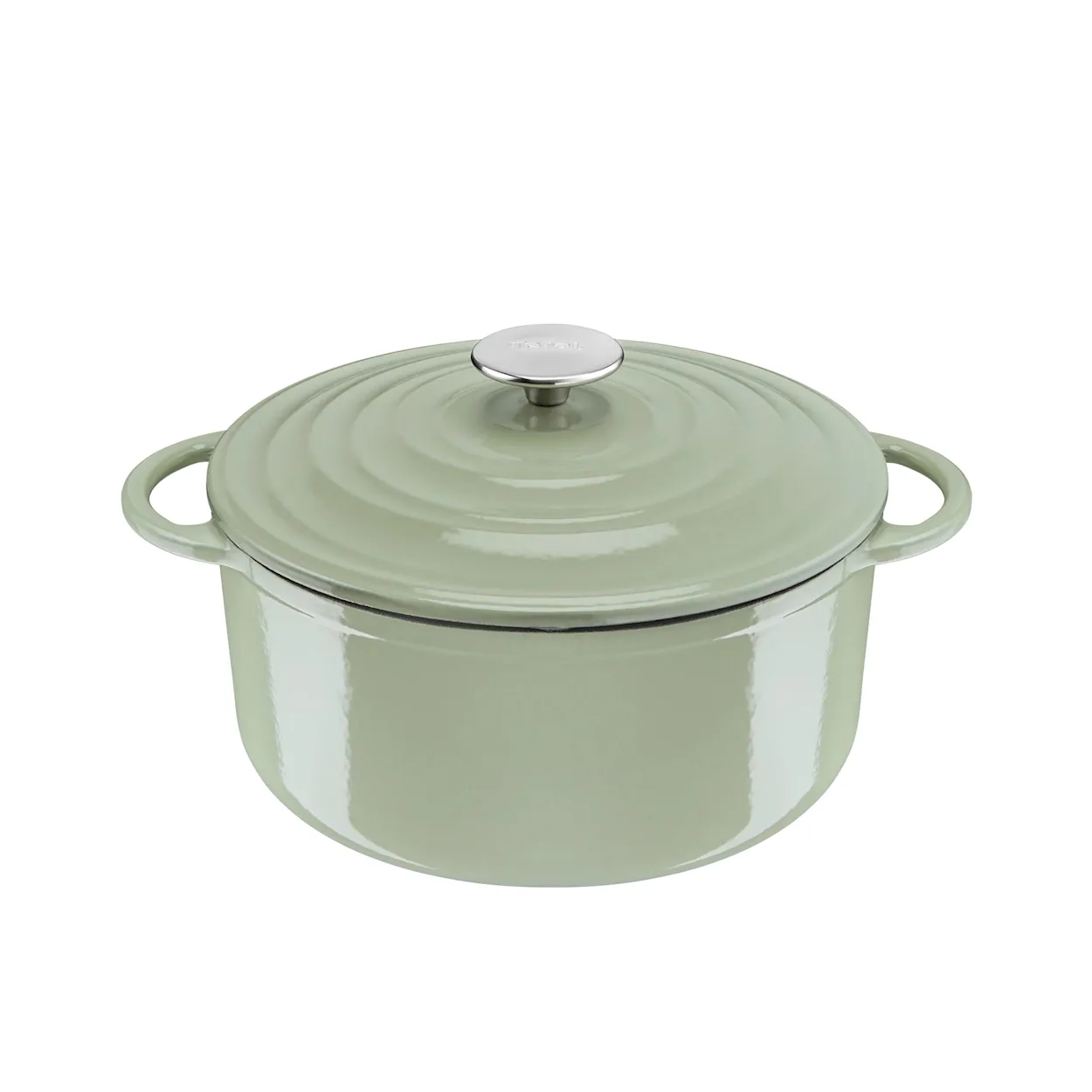 Tefal LOV Cast Iron Induction Stewpot with Lid 25cm 5L Green Lichen Image 1