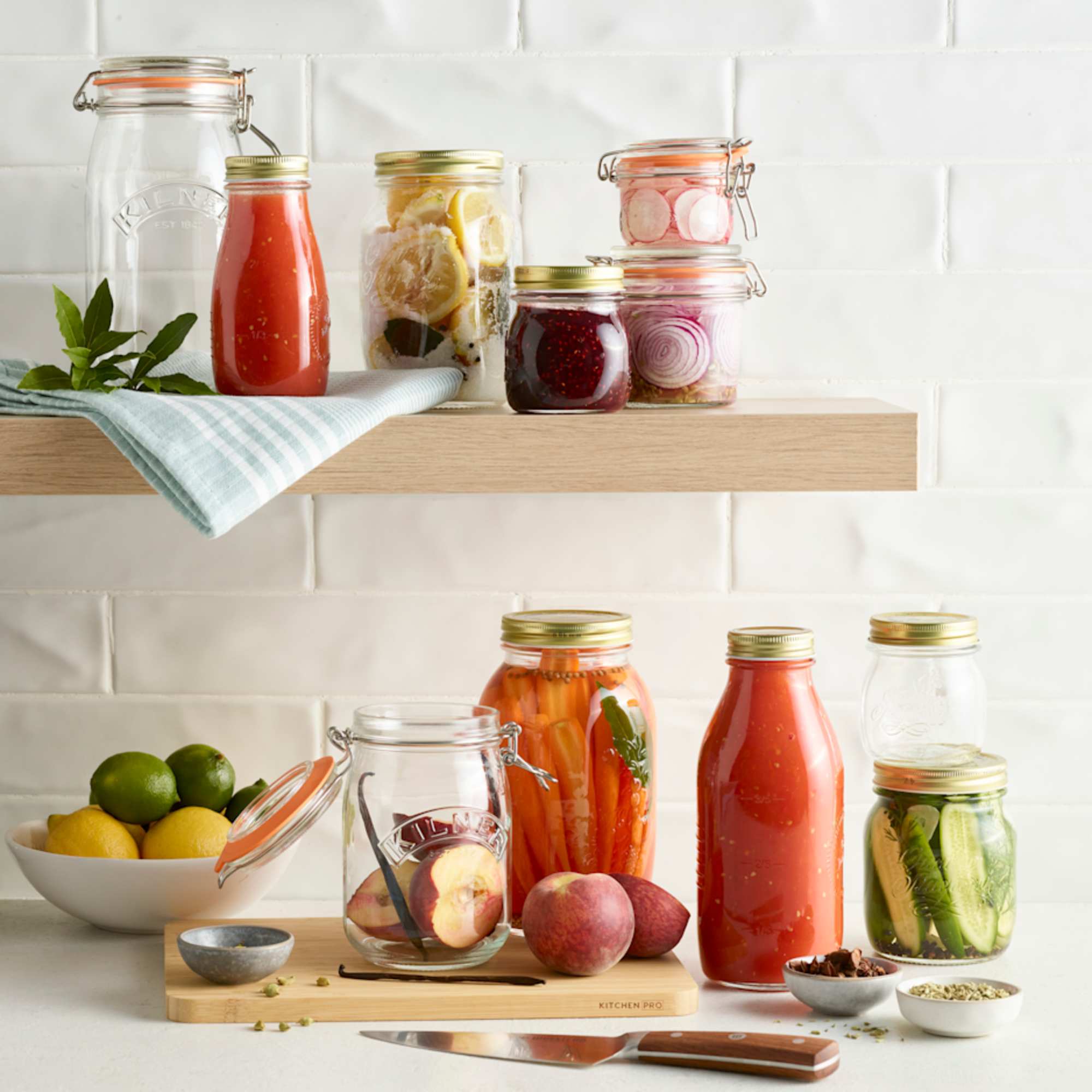 Kilner Set van 3 ronde klempotten, 0,5 liter (3 x 500 ml) luchtdichte glazen voorraadpotten voor conservering van jam, droog voedsel, herbruikbaar