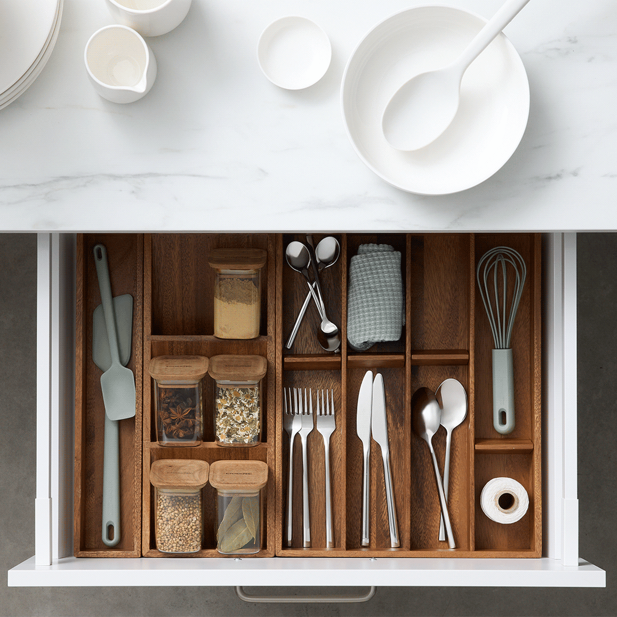 Kitchen Pro Core Drawer Organiser 24x8x5.5cm Walnut Image 5