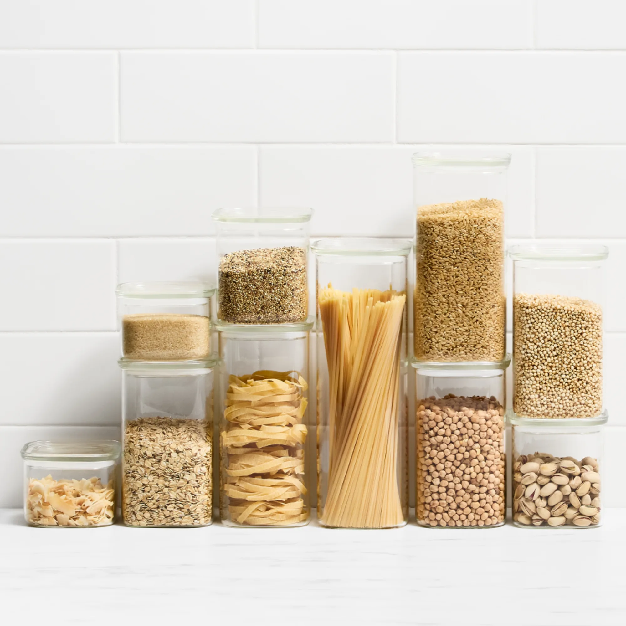 Kitchen Pro Eco Square Glass Canister with Glass Lid Set 10pc Image 1