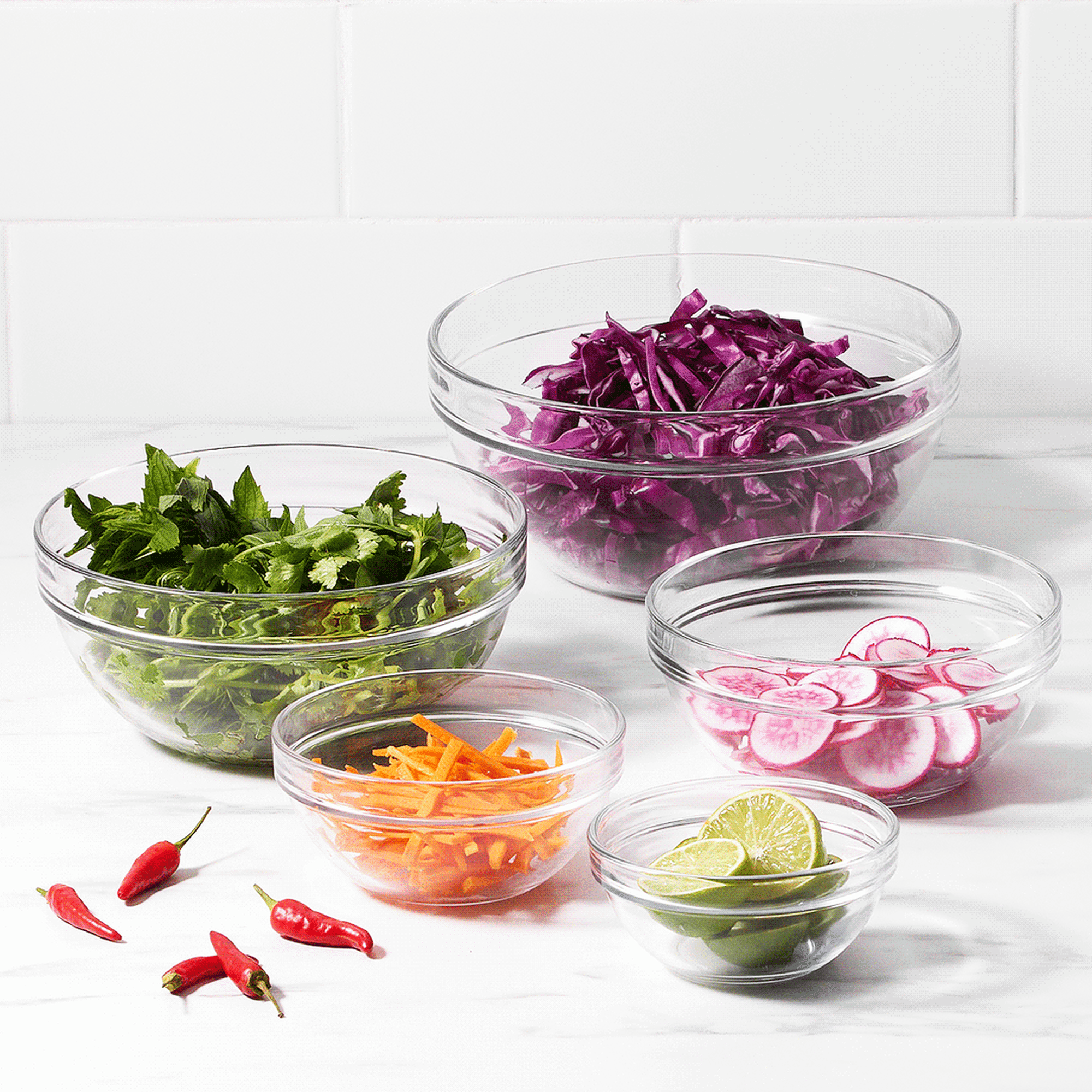Kitchen Pro Mixwell Tempered Glass Mixing Bowl Set 5pc Image 6