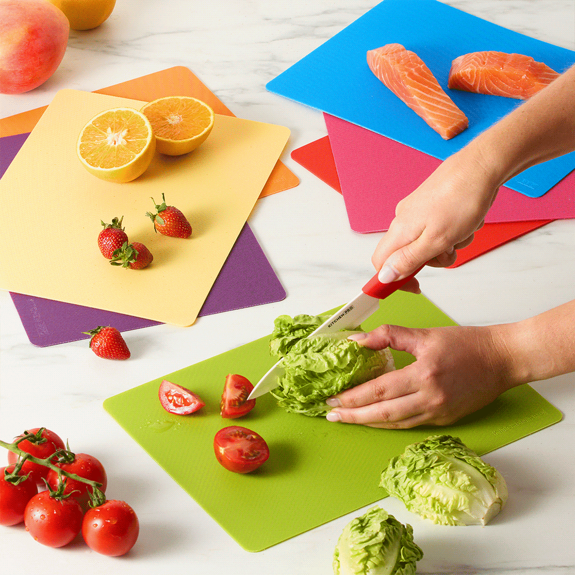 Kitchen Pro Prep Non Slip Flexible Cutting Mat 30x22cm Set of 7 Image 5