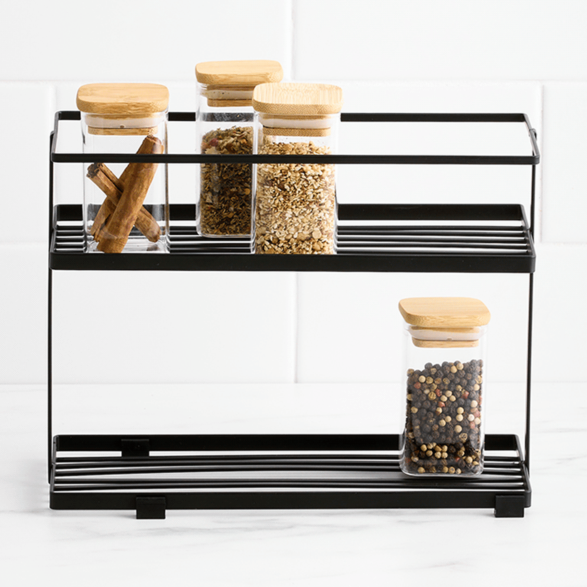 Kitchen Pro Tidy 2 Tier Spice Organiser Black Image 5