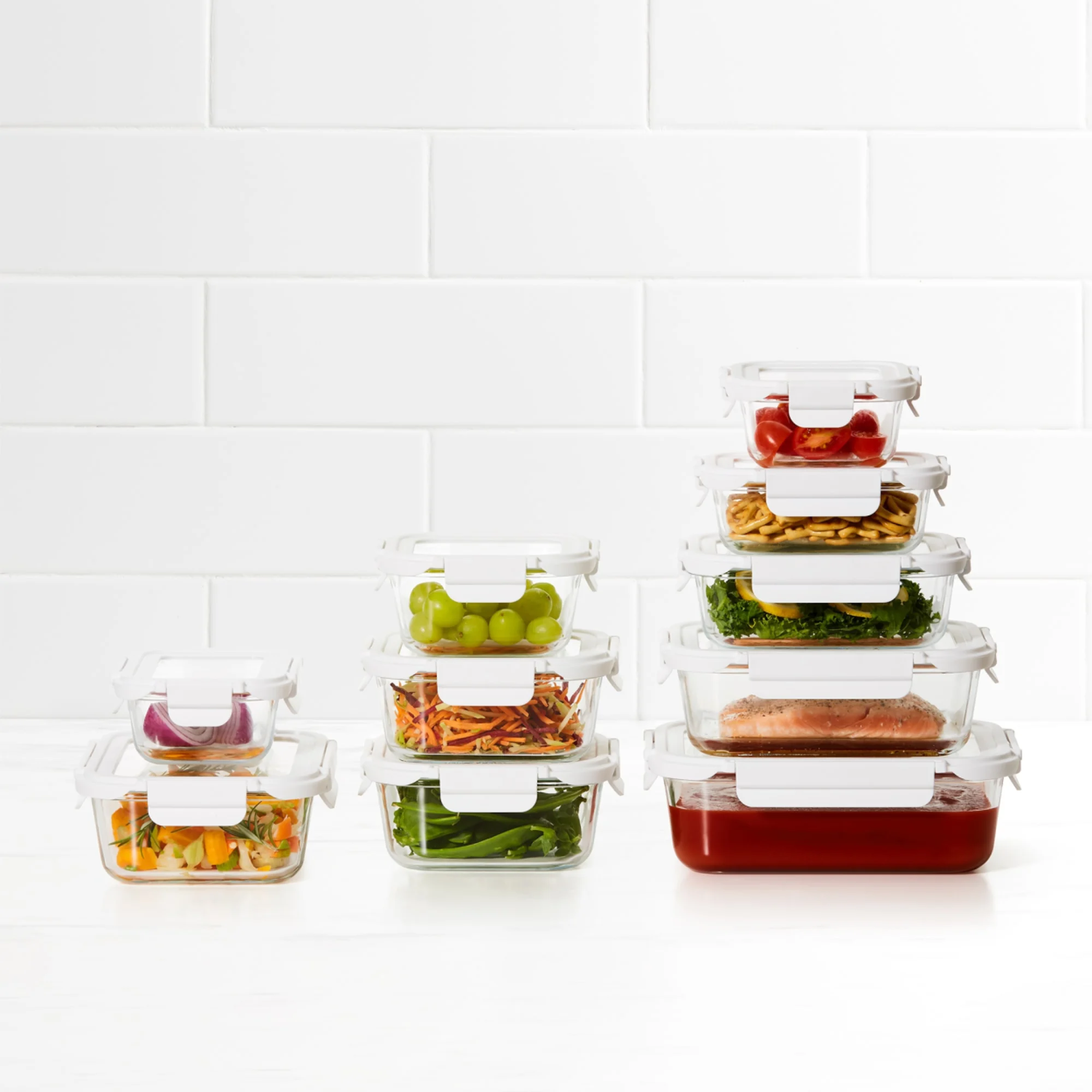 Kitchen Pro VersaLock Rectangular Glass Container Set 10pc White Image 1