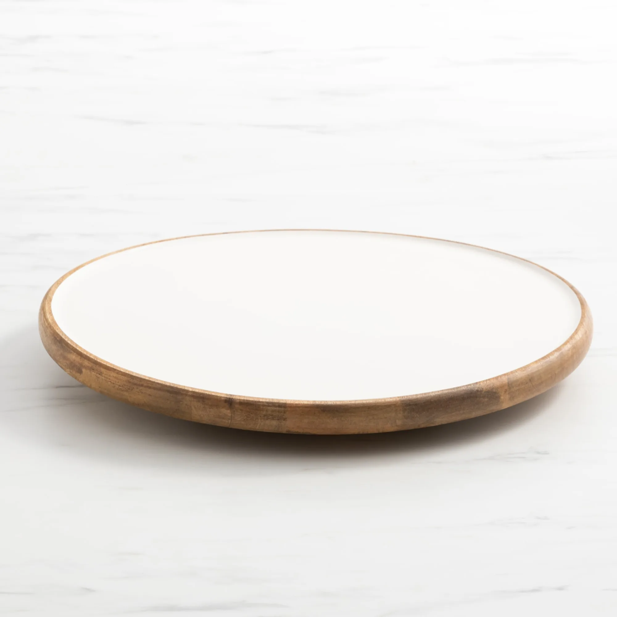 Salisbury & Co Calla Mango Wood Lazy Suzan 45cm White Image 1