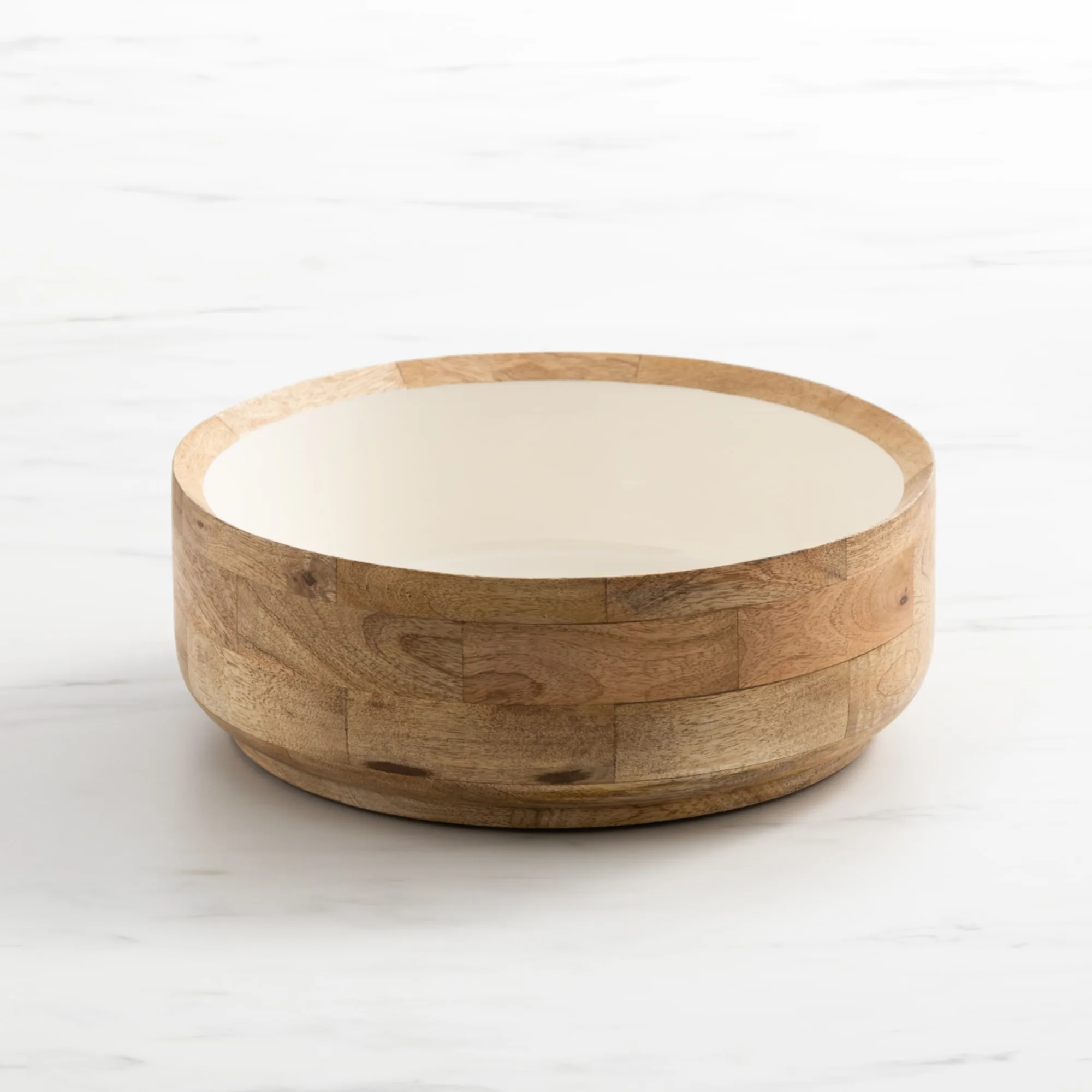 Salisbury & Co Calla Mango Wood Serving Bowl 32cm White Image 1