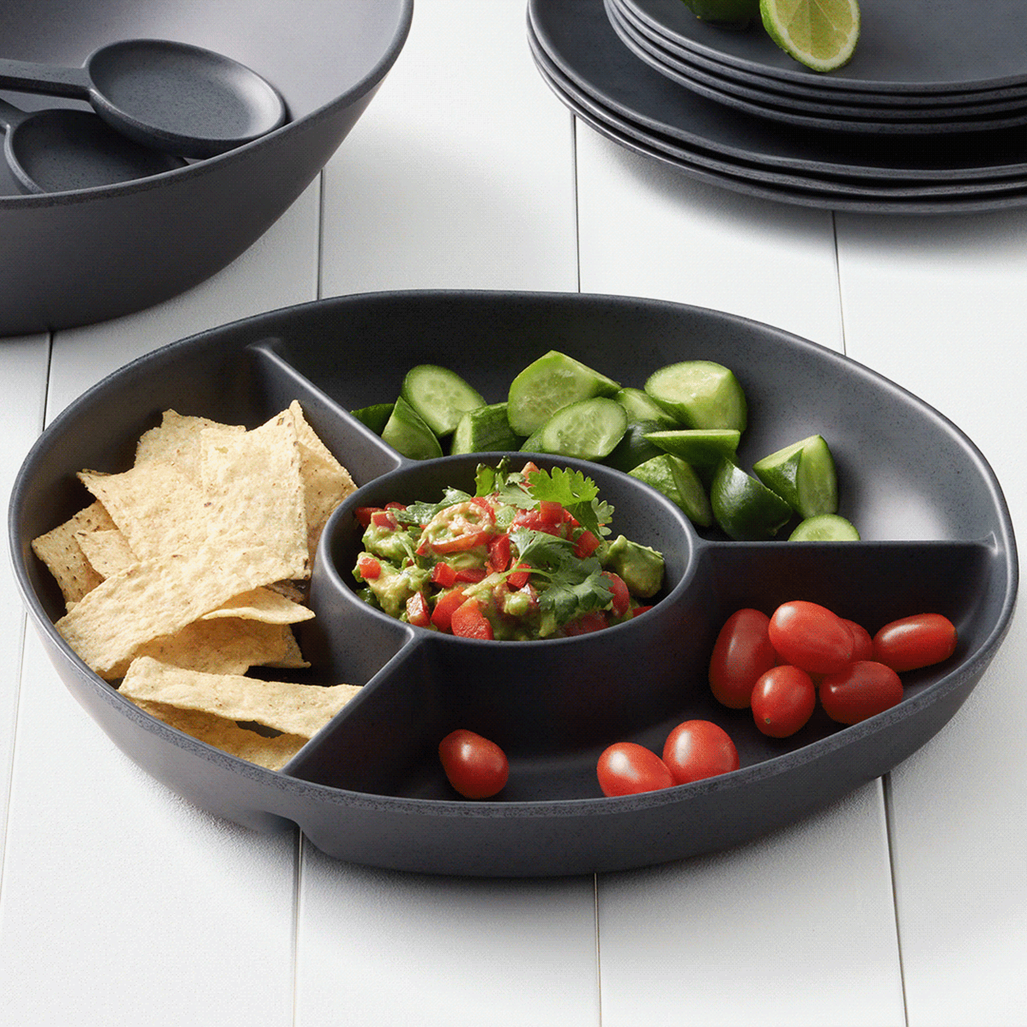 Salisbury & Co Escape Chip and Dip Plate 30cm Black Image 6
