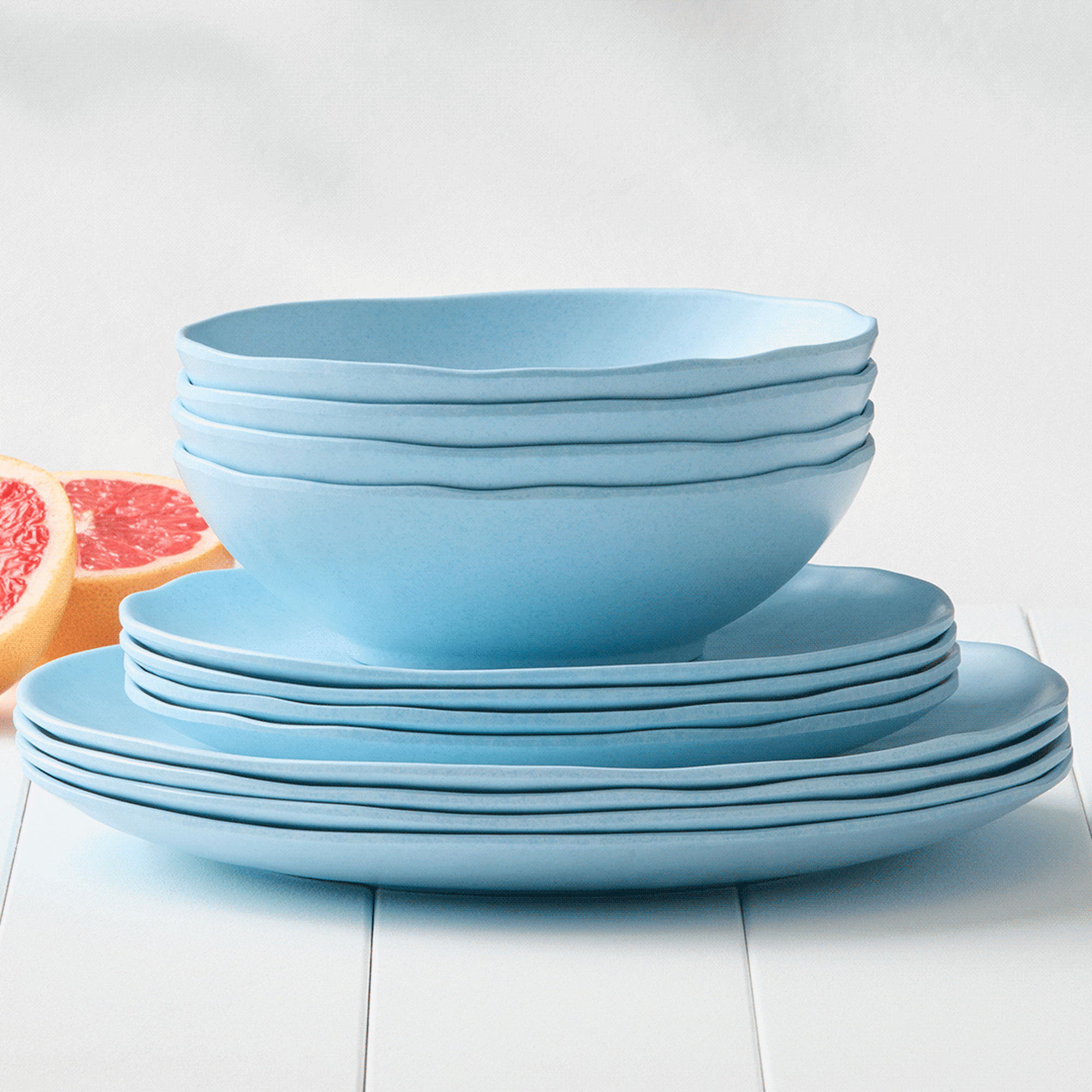 Salisbury & Co Escape Melamine Dinner Set 12pc Sky Blue Image 6