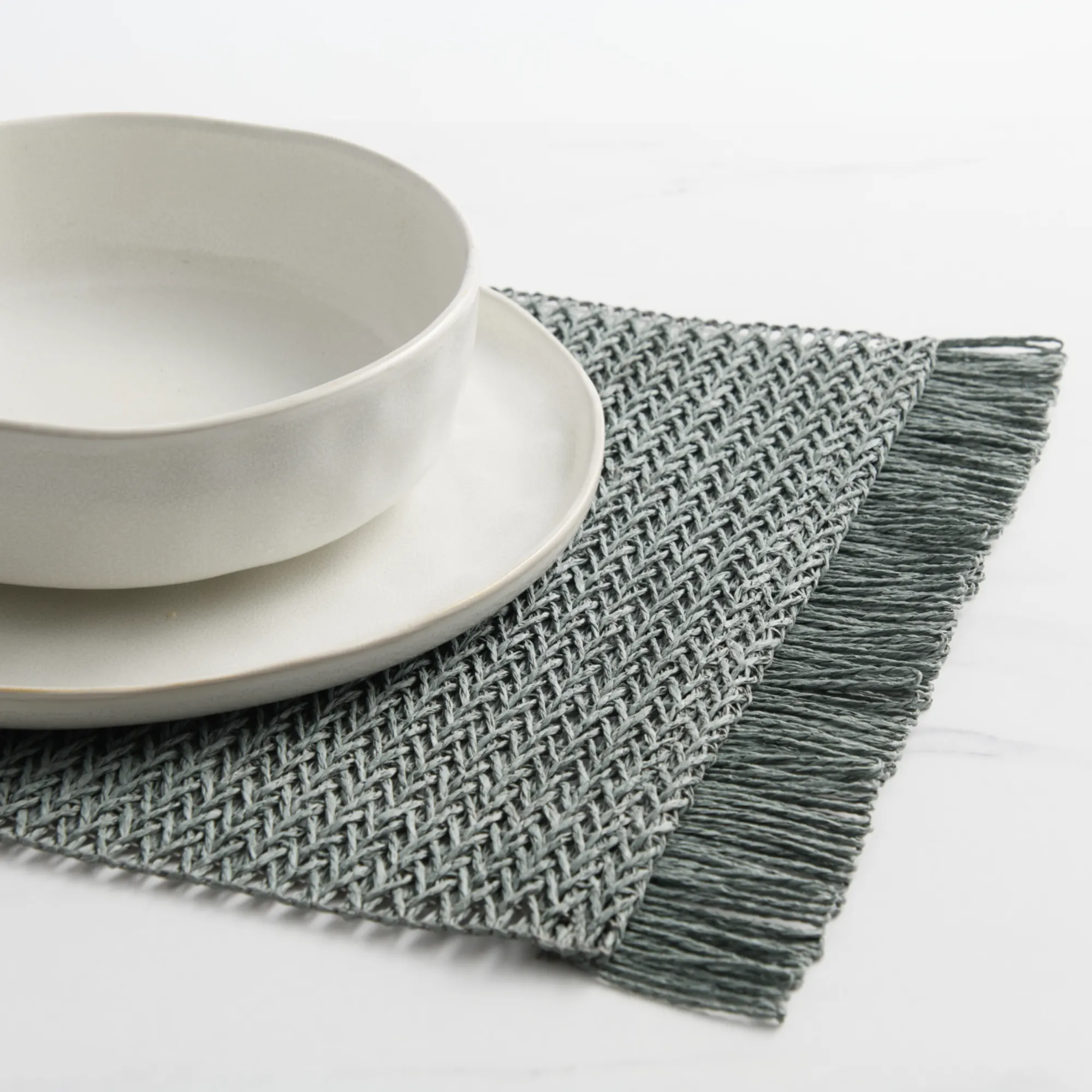 Salisbury & Co Fringe Rectangular Placemat 45x30cm Seafoam Image 2