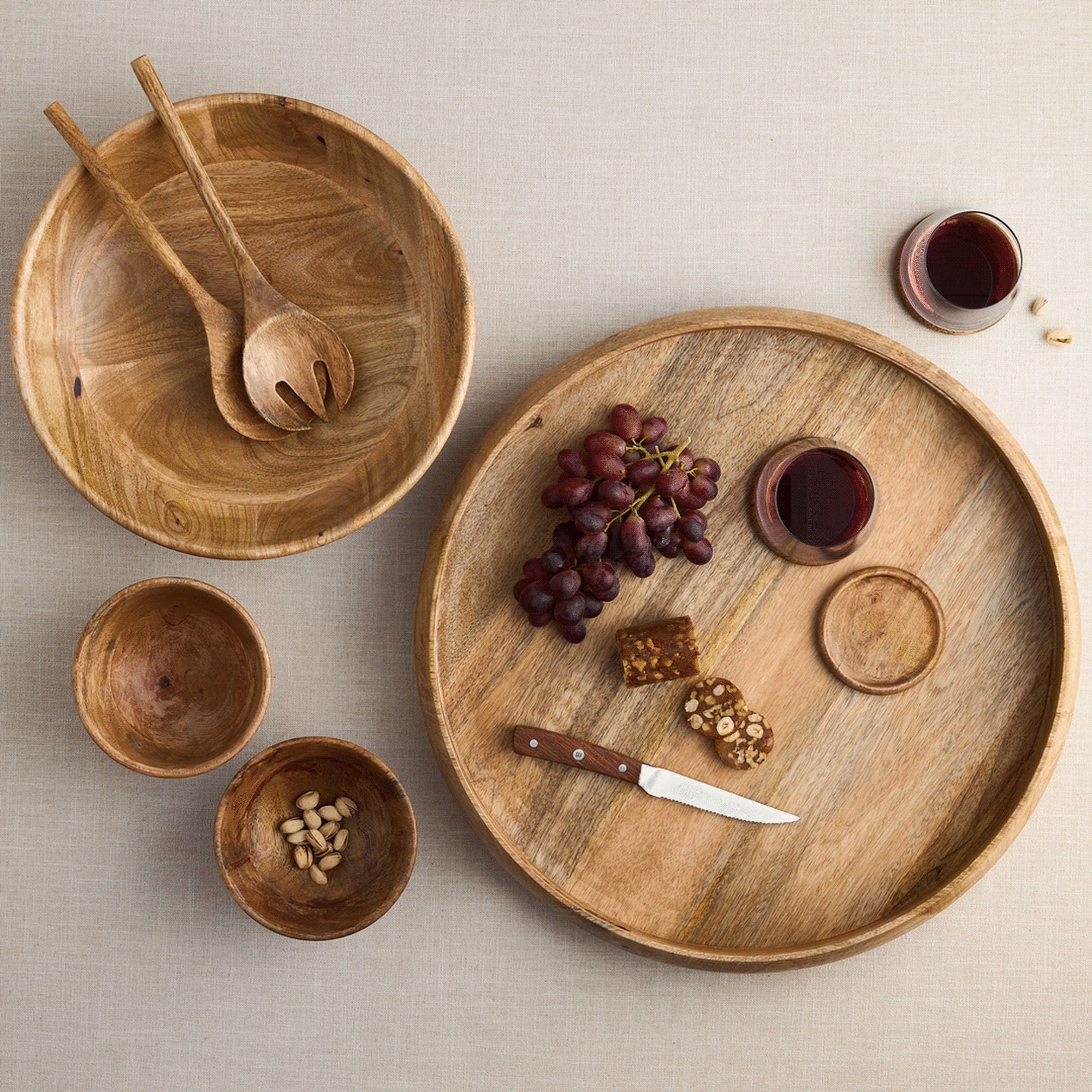 Salisbury & Co Grove Round Mango Wood Serving Tray 50x6cm Image 5