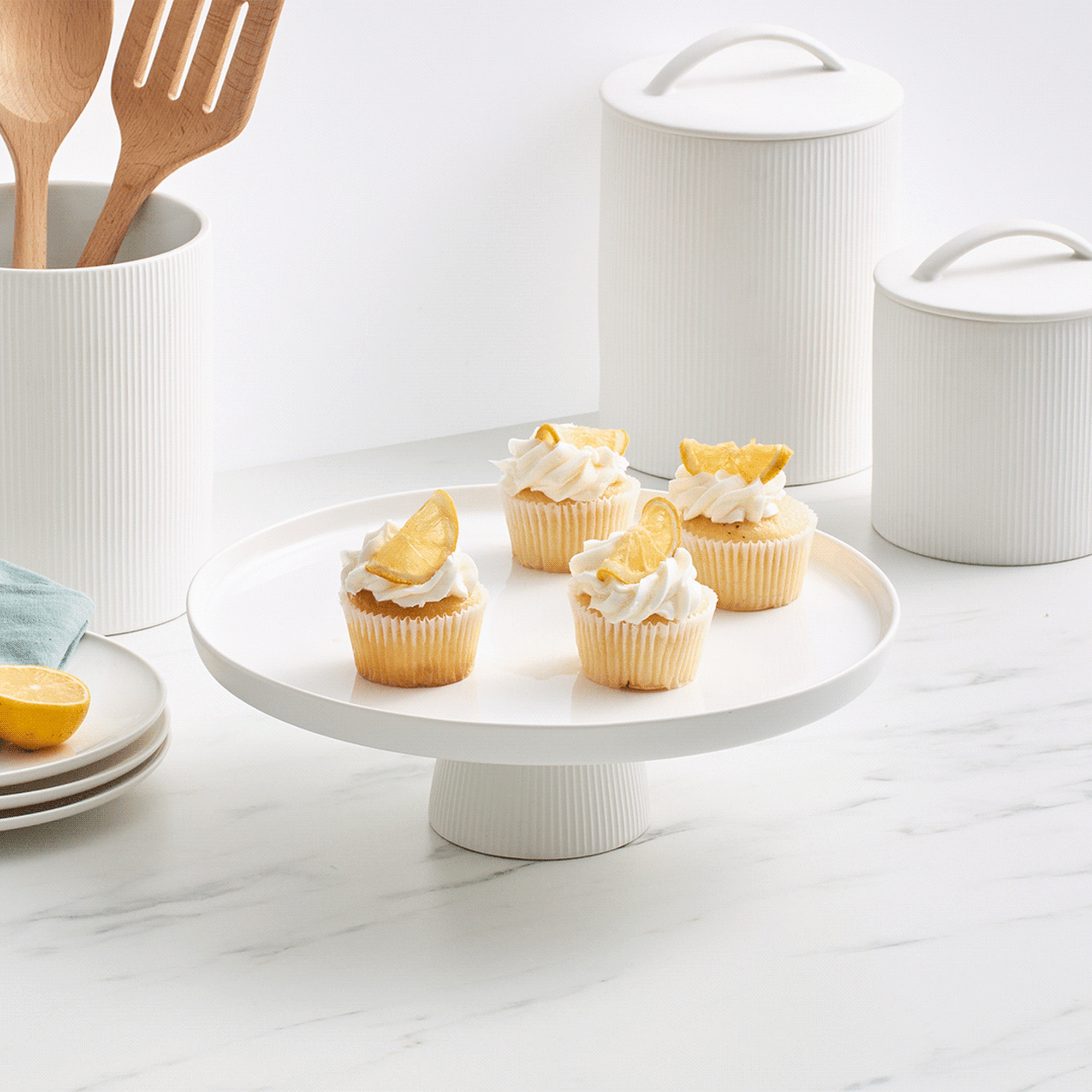 Salisbury & Co Linea Porcelain Cake Stand 30cm White Image 6