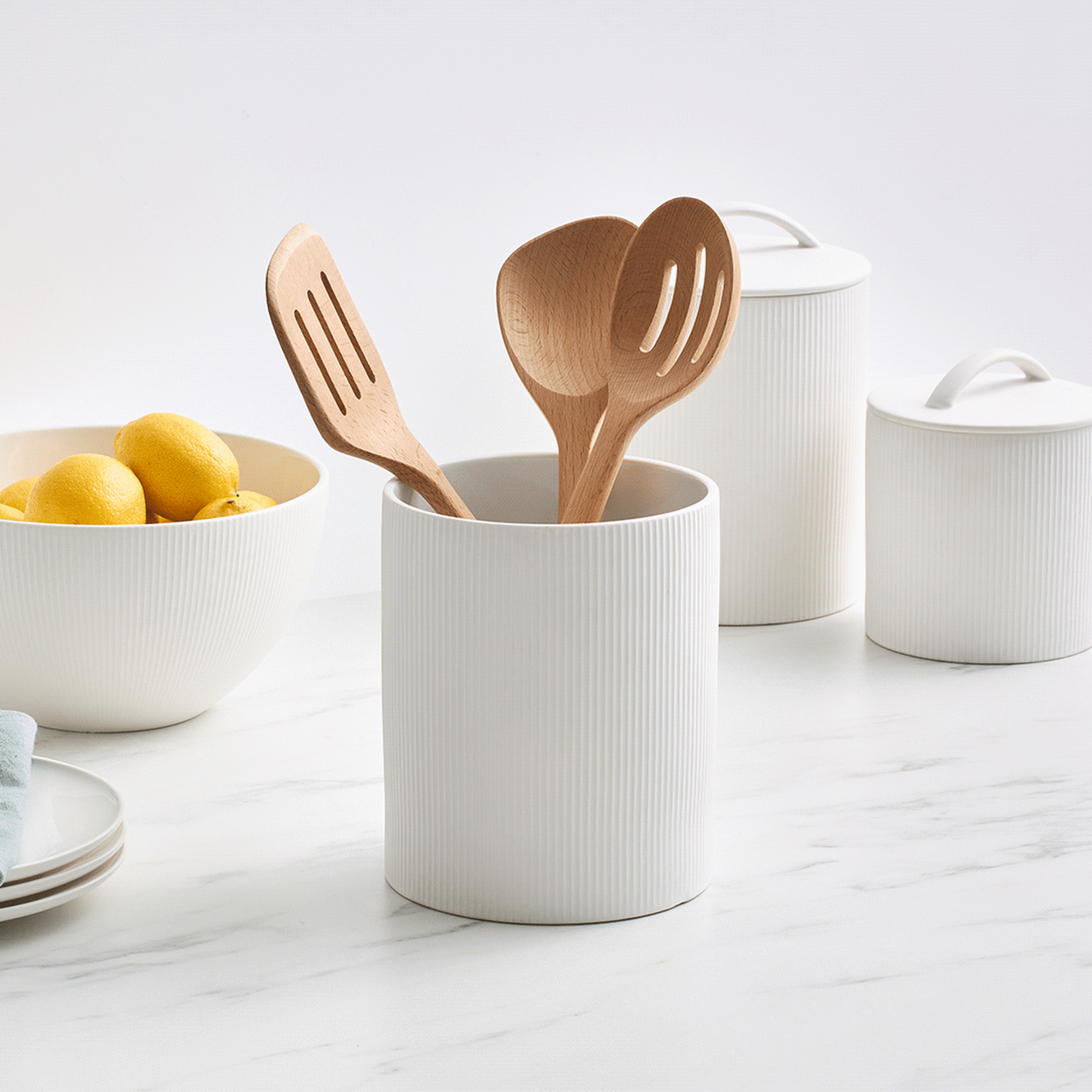 Salisbury & Co Linea Porcelain Utensil Holder White Image 6