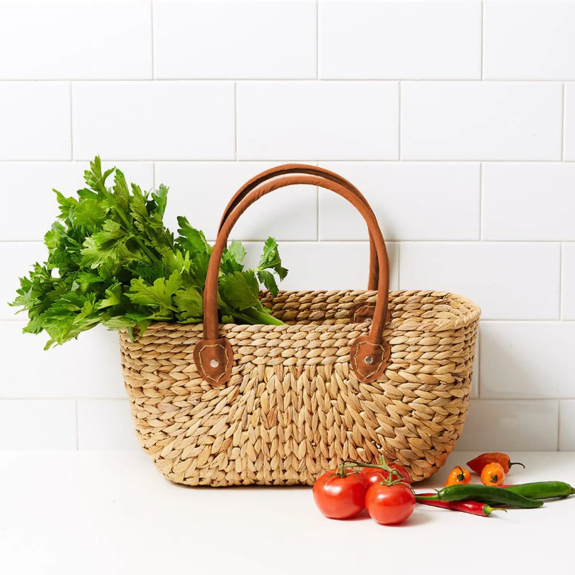 Salisbury & Co Province Carry Basket with Suede Handle Large Image 2