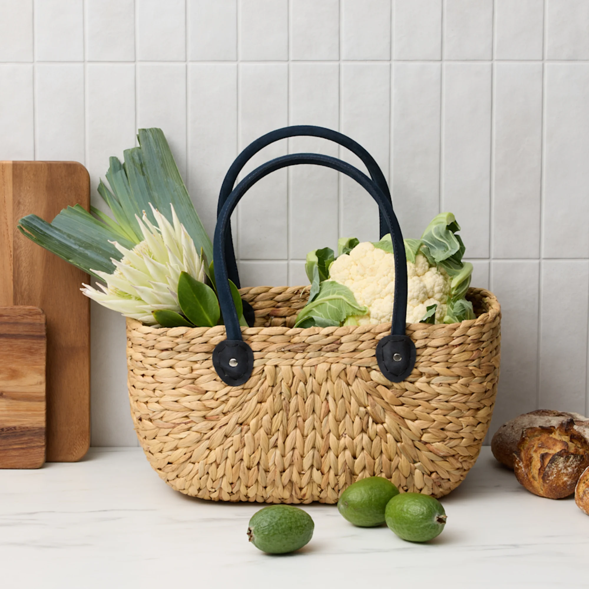Salisbury & Co Province Carry Basket with Suede Handle Large Charcoal Image 3