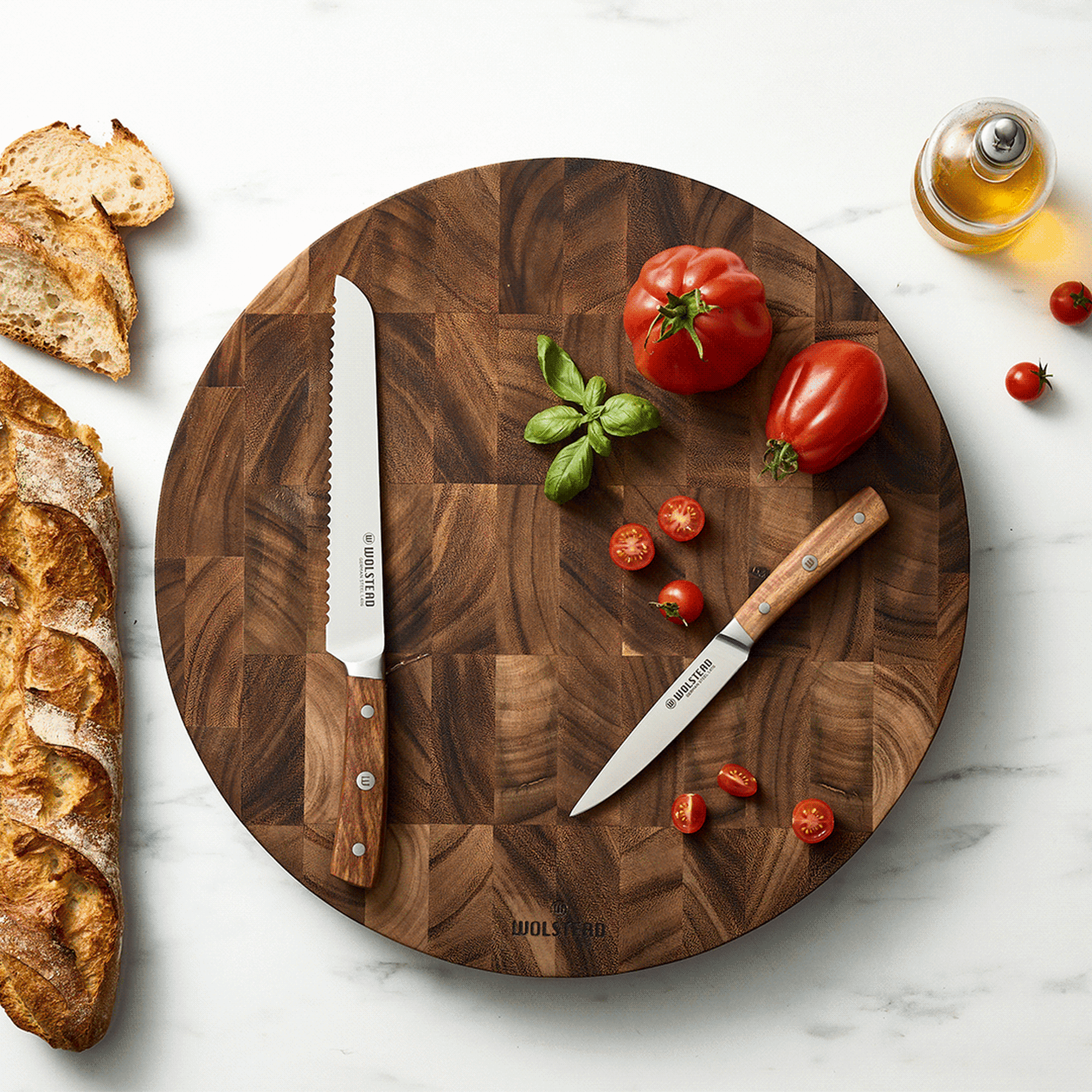 Wolstead Bonn Round End Grain Chopping Board 45x4.5cm Image 2