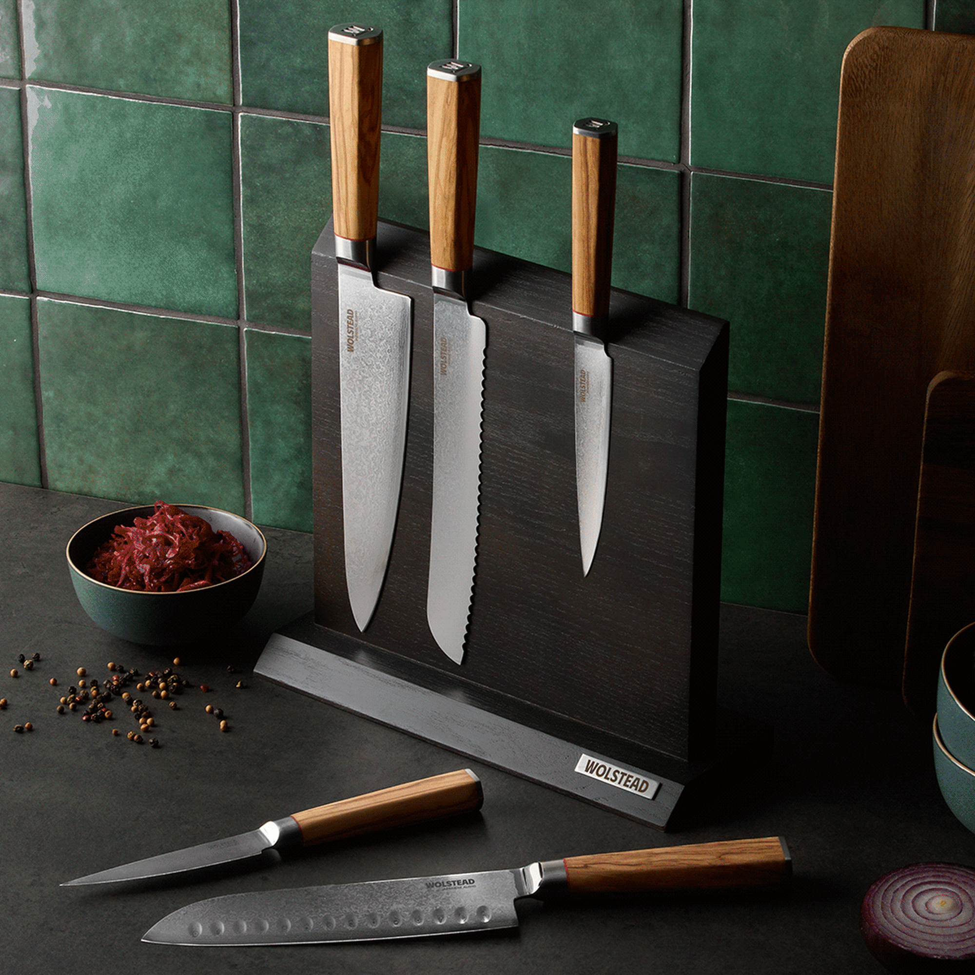 Wolstead Satoru Damascus 6pc Knife Block Set Image 2