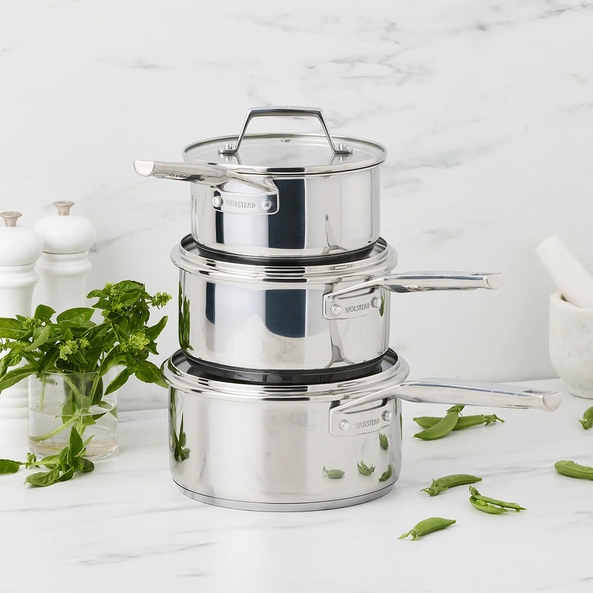 Wolstead Steeltek Ultra 3pc Stainless Steel Saucepan Set Image 5