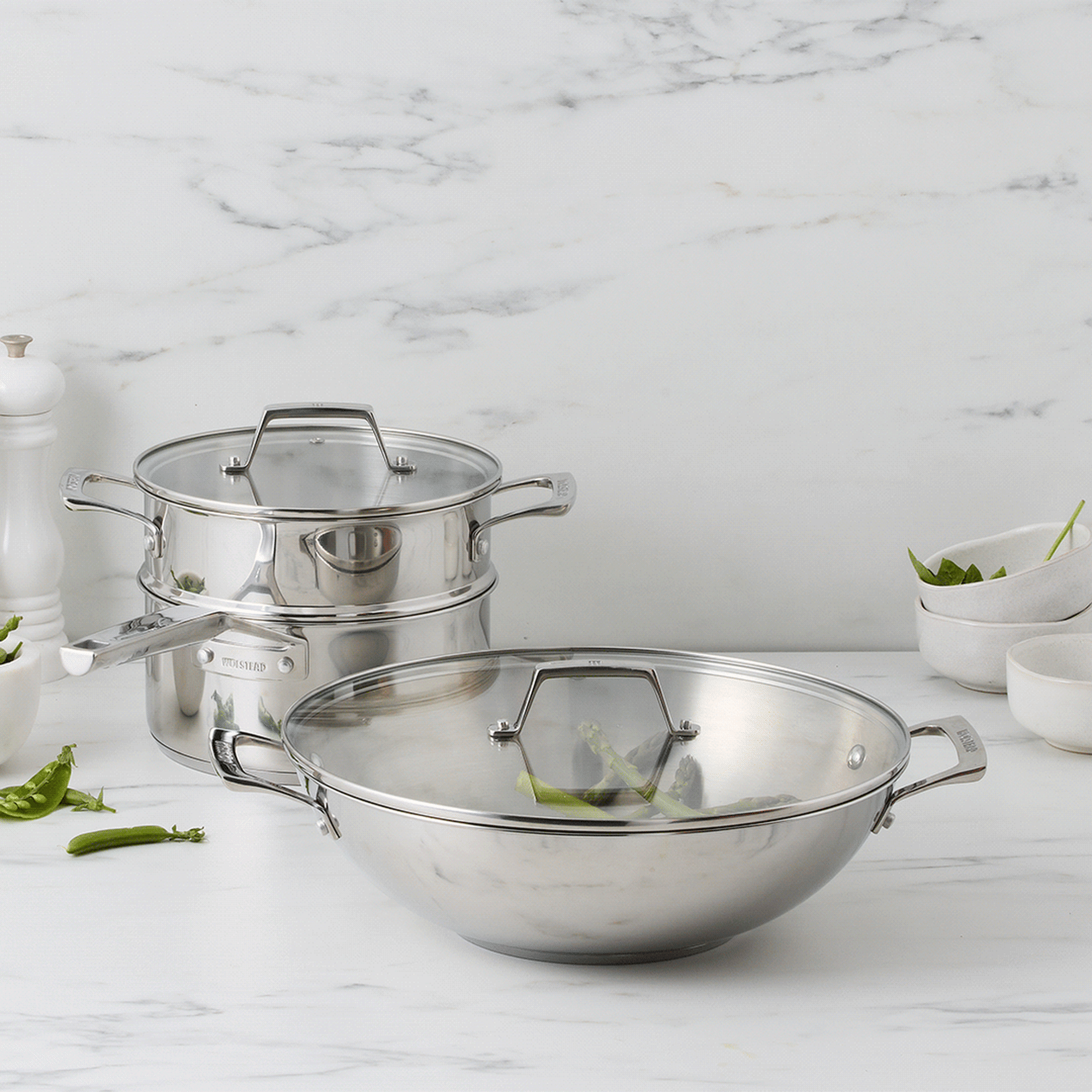 Wolstead Steeltek Ultra Stainless Steel Wok with Lid 32cm Image 4