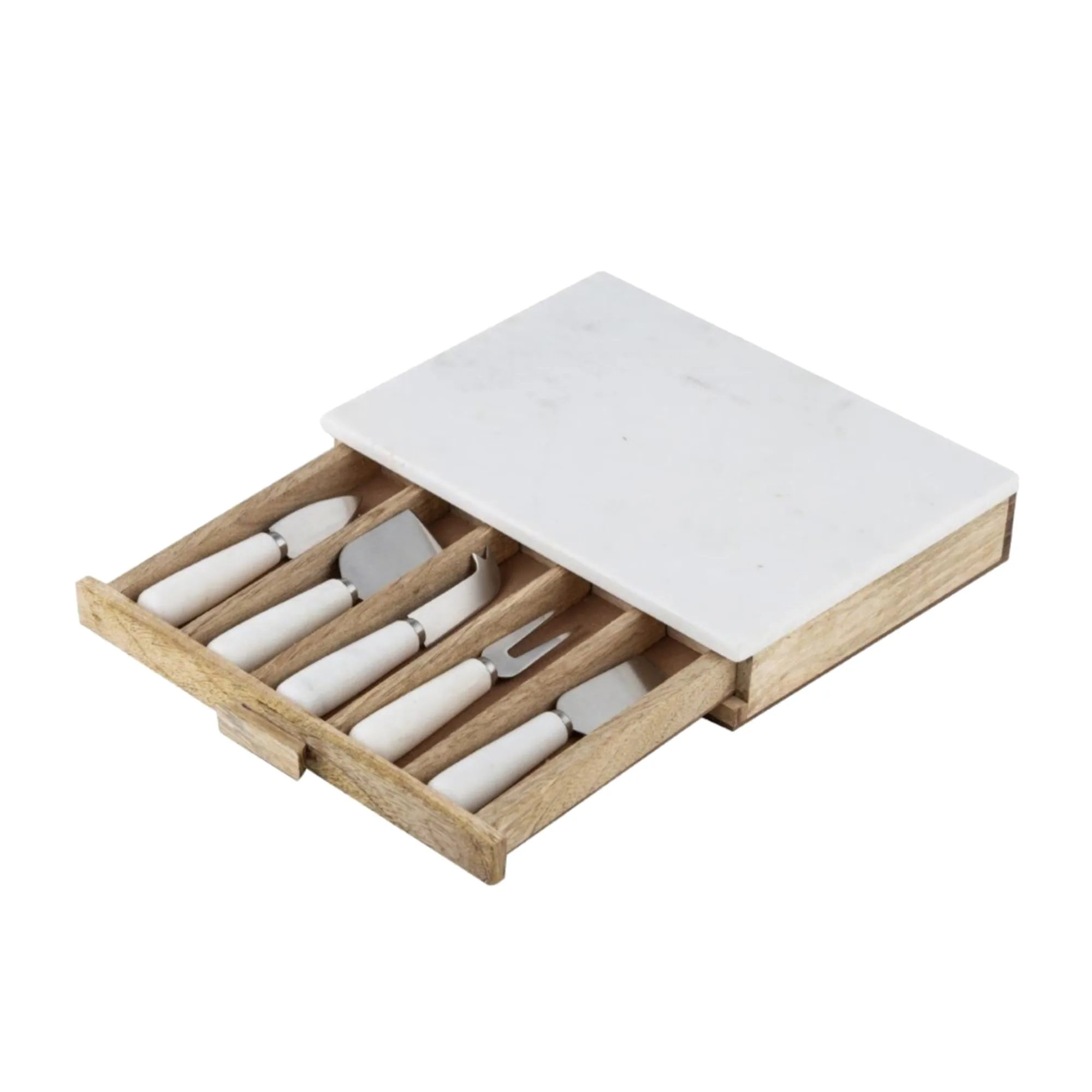 Academy Eliot Cheese Knife and Board Set 6pc White Image 1
