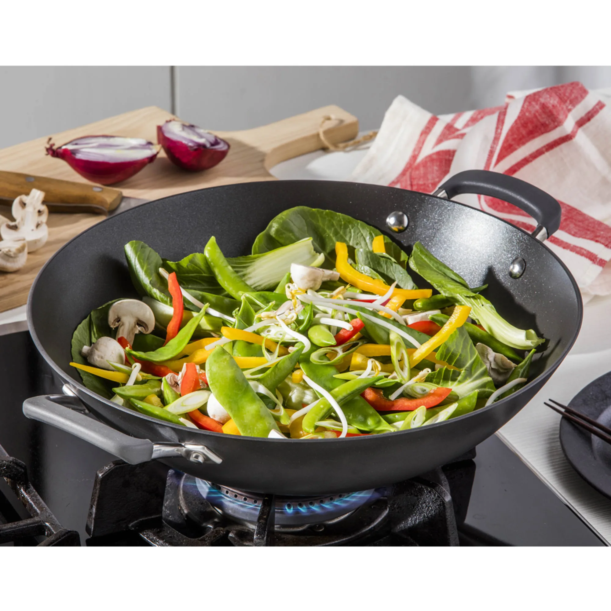 Anolon Endurance+ Hard Non Stick Wok 36cm Image 2