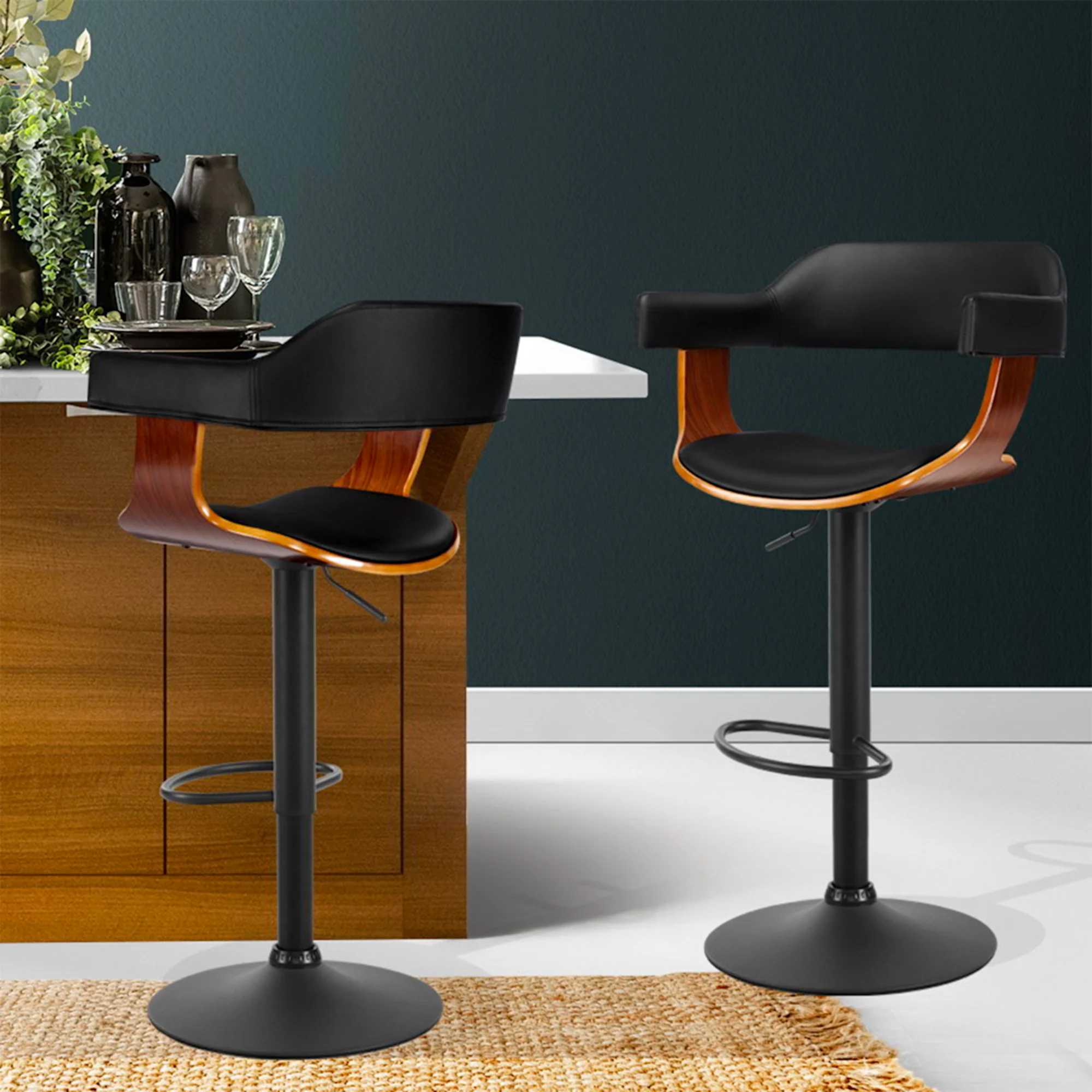 Artiss Wooden Swivel Bar Stool Set of 2 Image 2