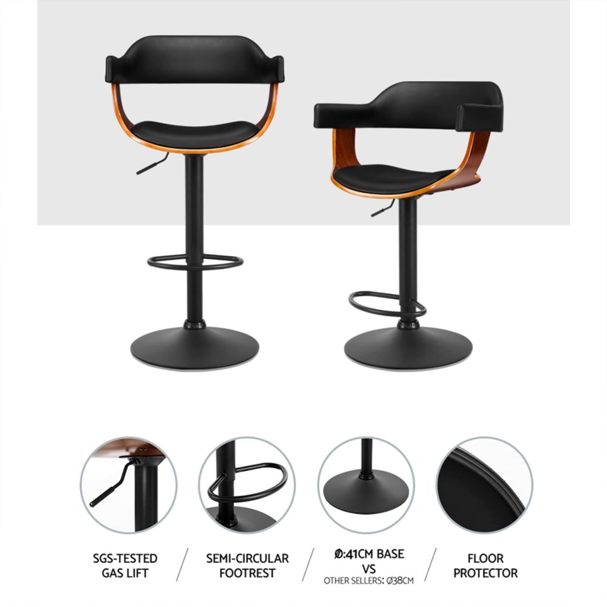 Artiss Wooden Swivel Bar Stool Set of 2 Image 3