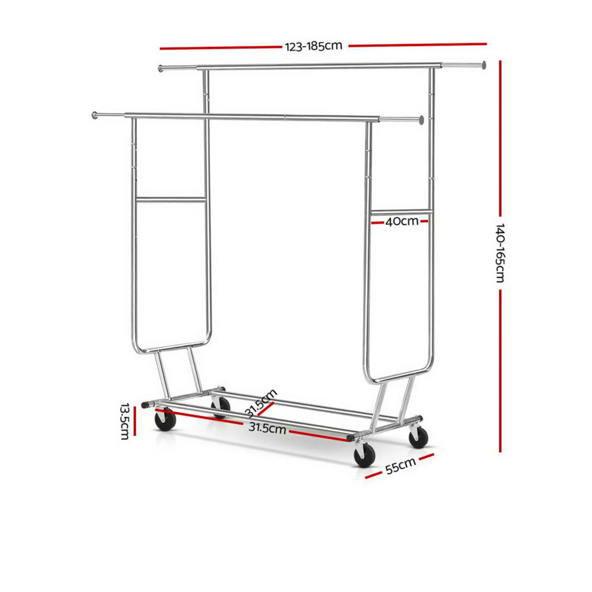 Artiss Double Rail Portable Clothes Drying Rack Silver Image 3