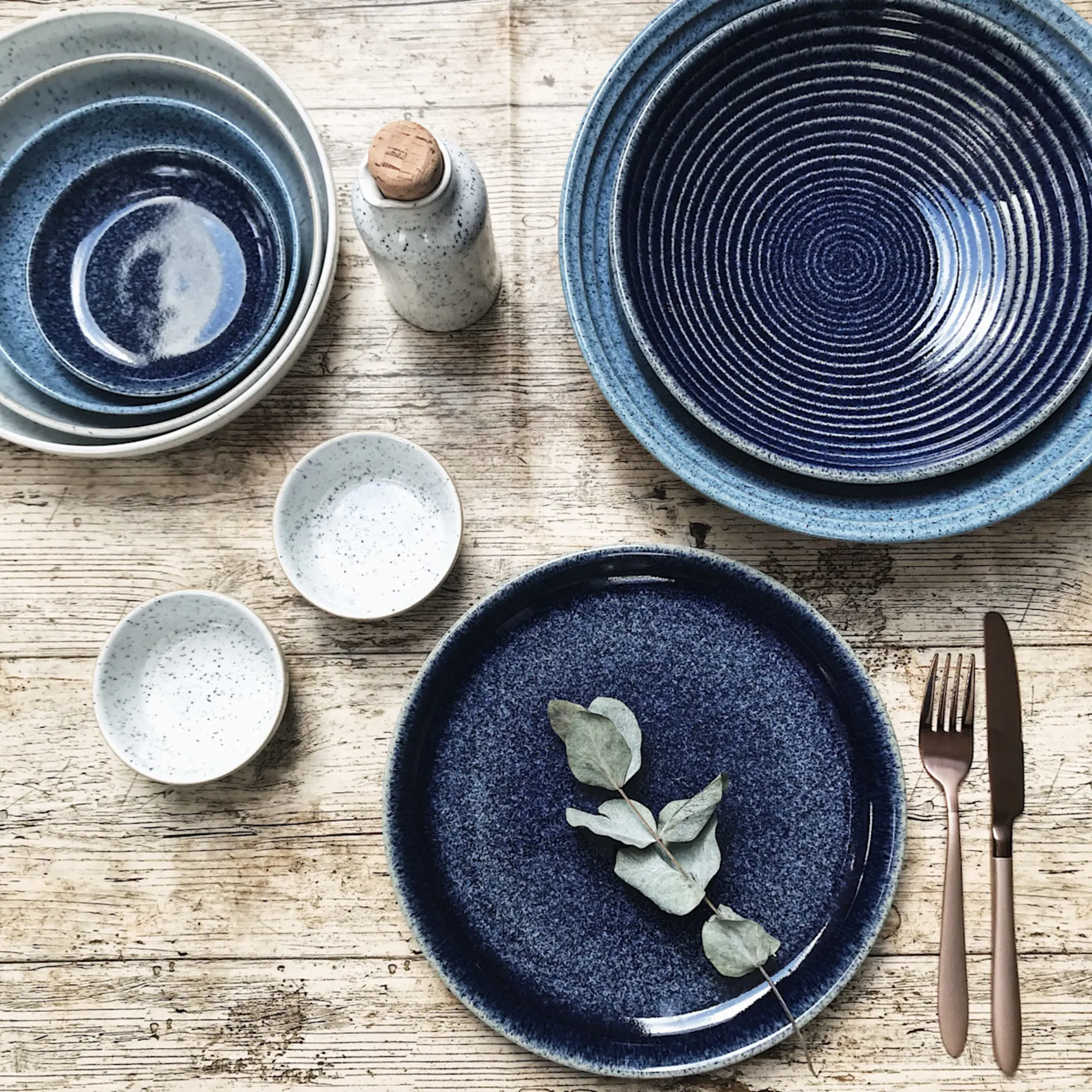 Denby Studio Blue Ridged Bowl 31cm Flint Image 3