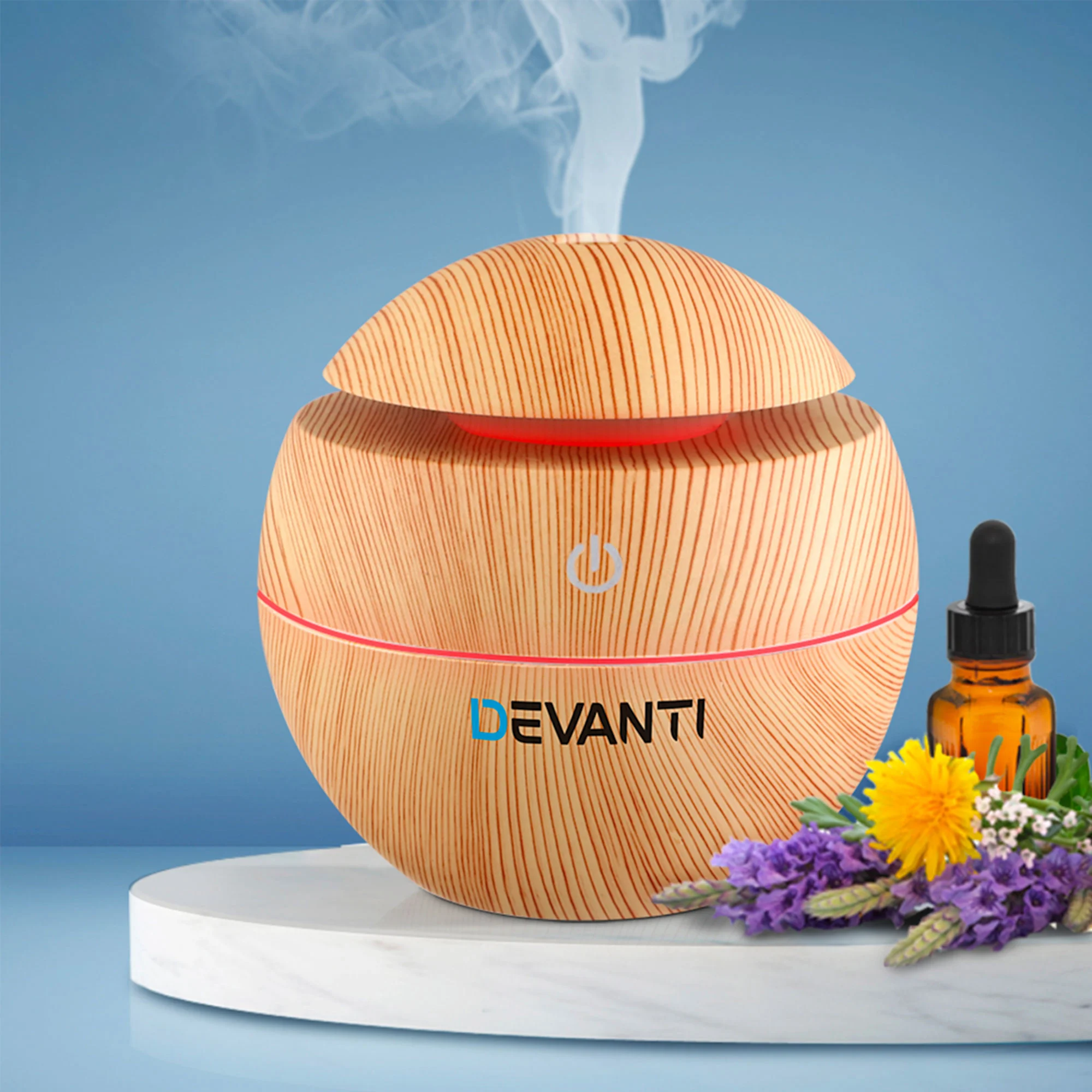 Devanti Aroma Diffuser 130ml Wood Grain Image 2