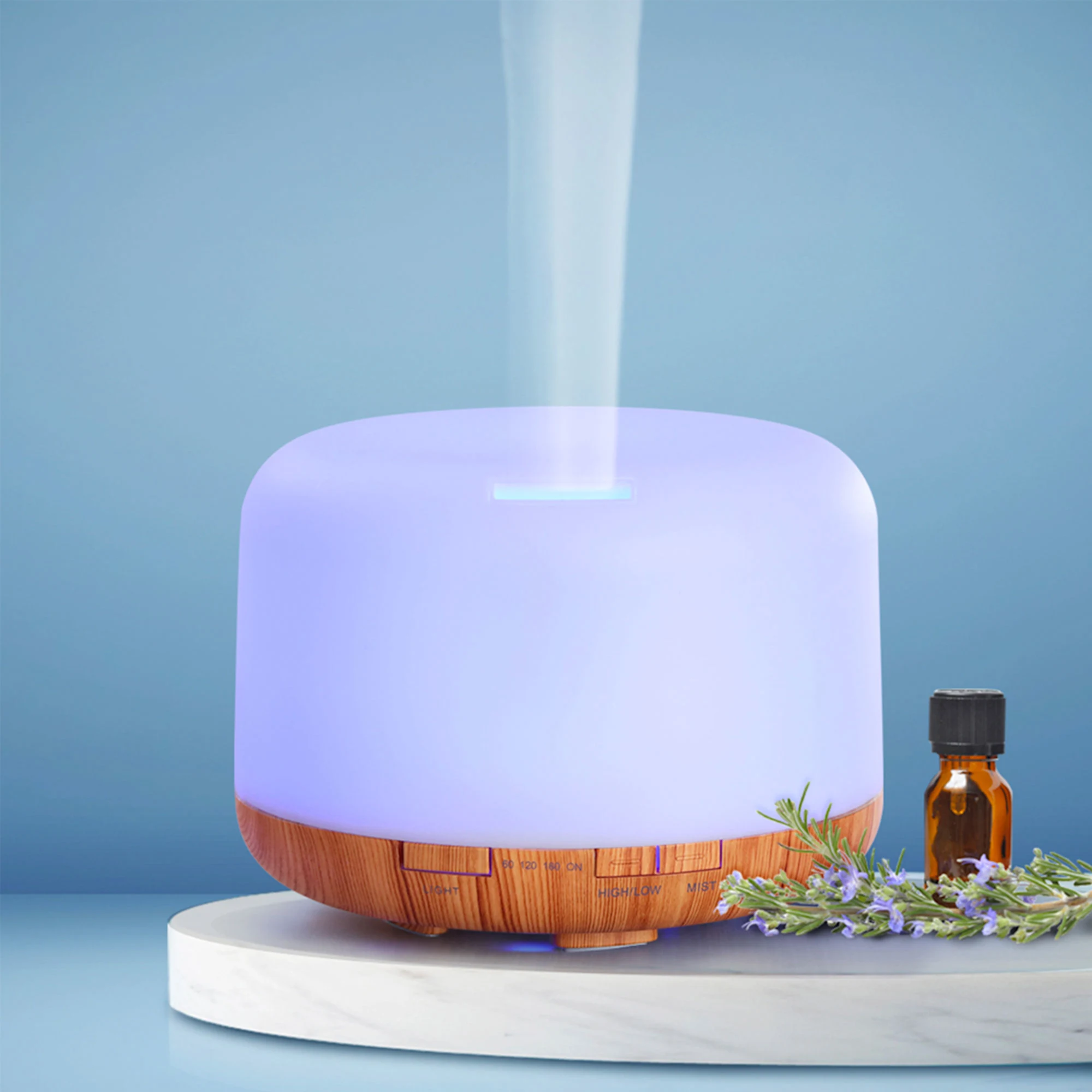 Devanti Aroma Diffuser with Light Wood Base 500ml White Image 2