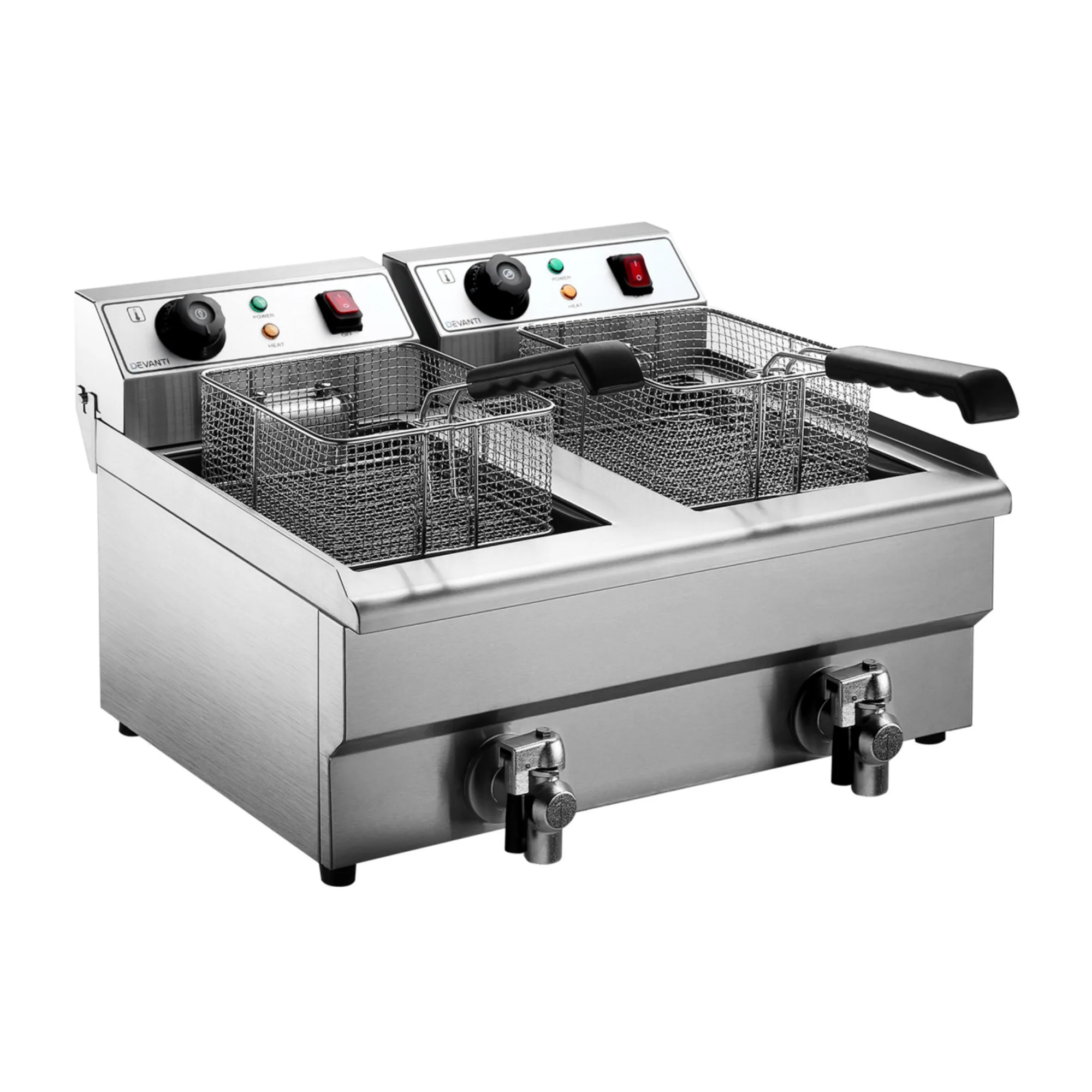 Devanti Electric Commercial Countertop Twin Deep Fryer 20L Image 1