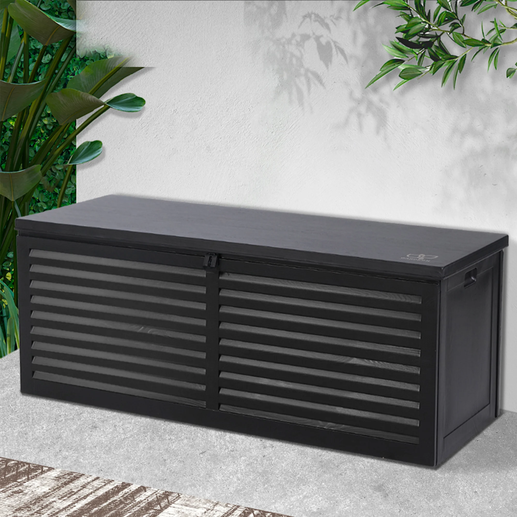 Gardeon Outdoor Storage Box 390L Black Image 2