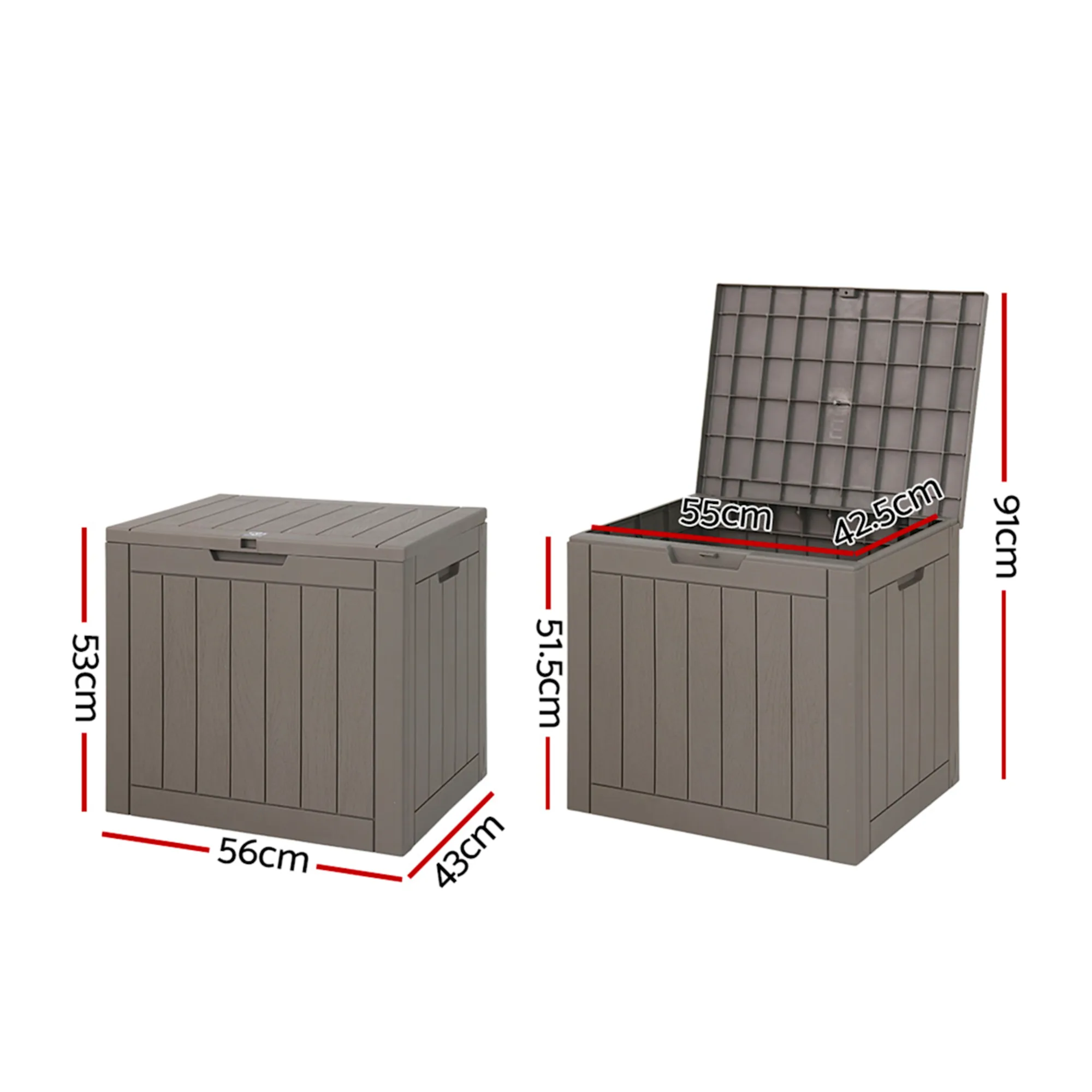 Gardeon Outdoor Storage Box 118L Grey Image 3