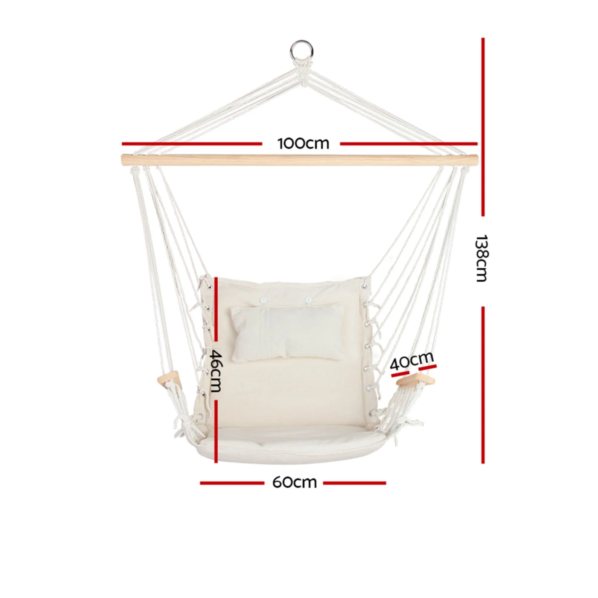 Gardeon Swing Chair Hammock Cream Image 3