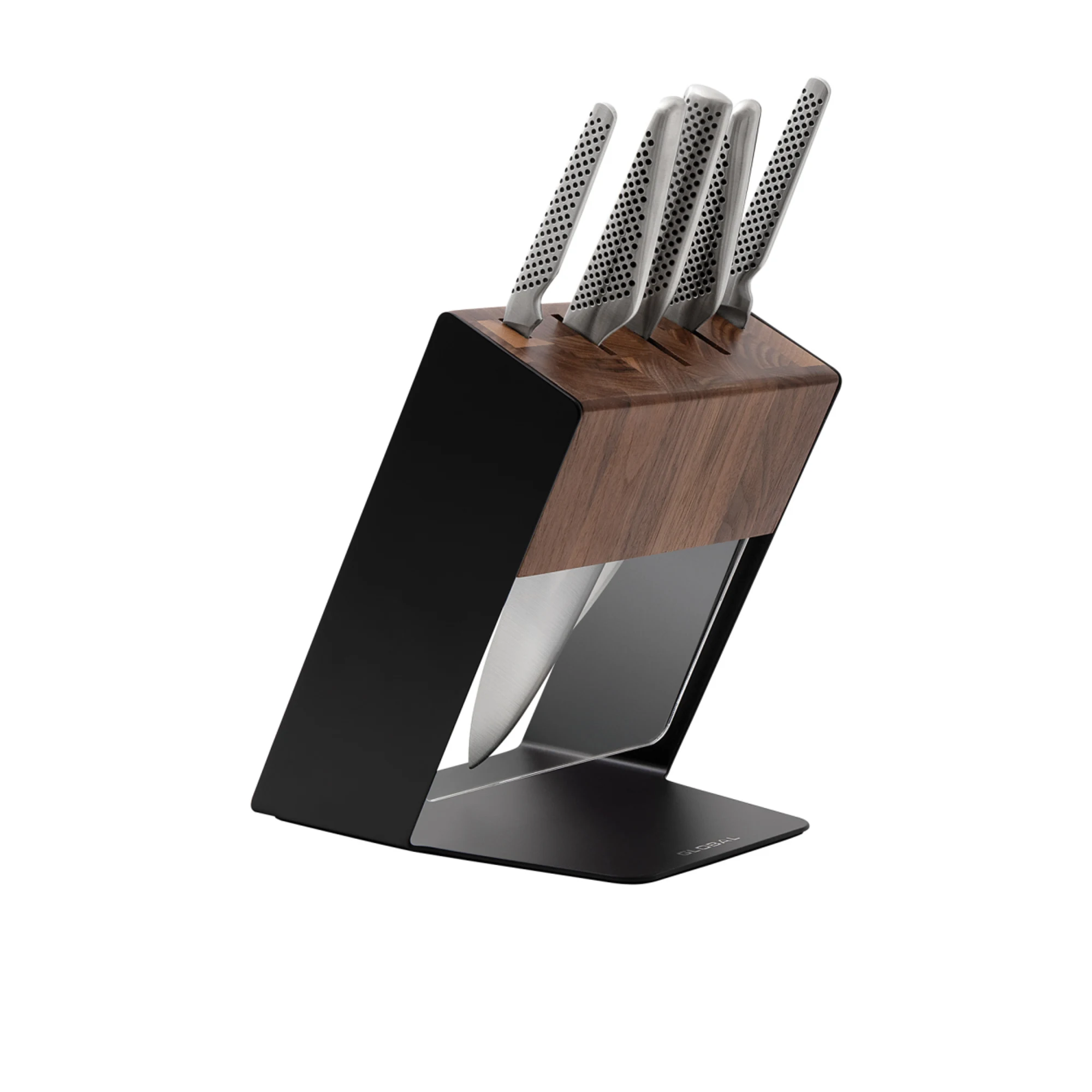 Global Katana 6pc Knife Block Set Walnut Image 1