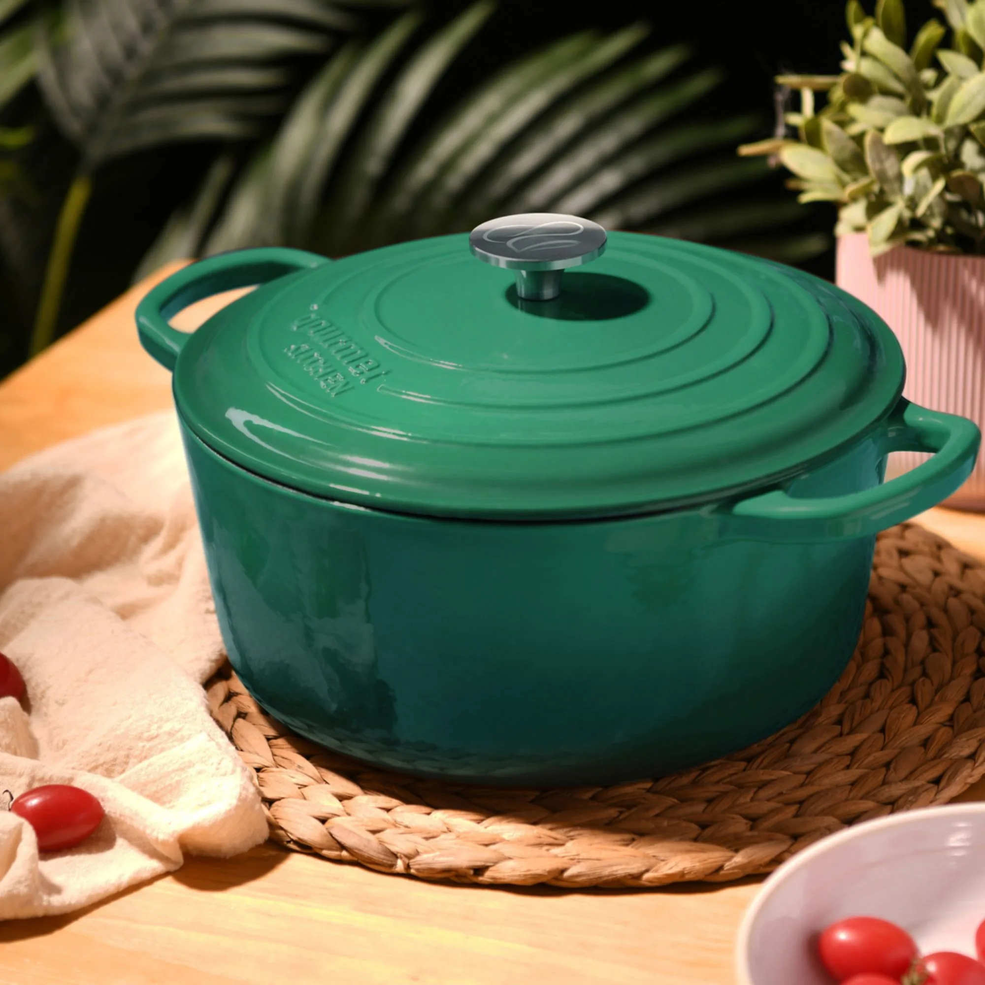 Gourmet Kitchen Cast Iron Casserole 28cm Eden Green Image 2